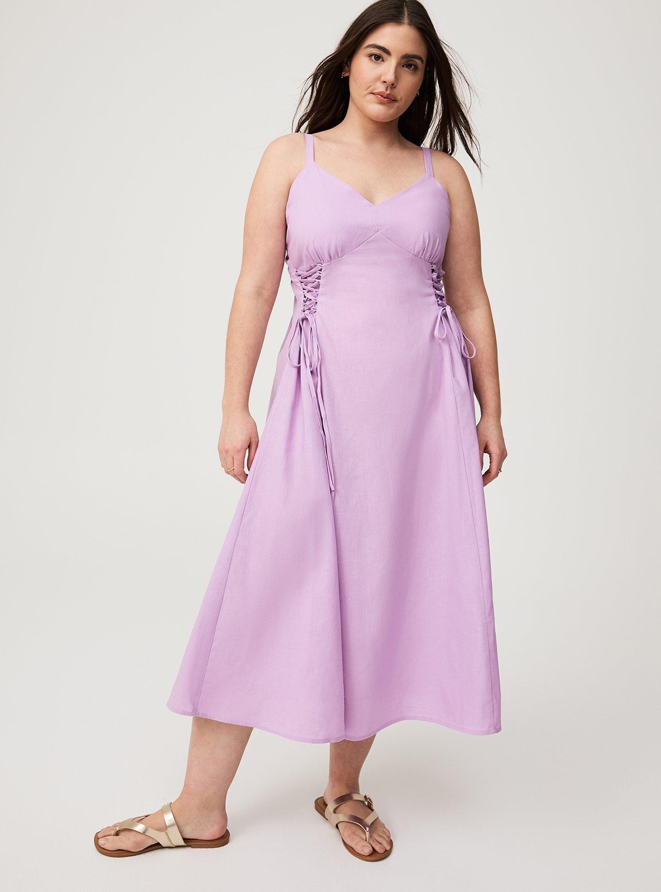 Lace-Up Tea Length Dress