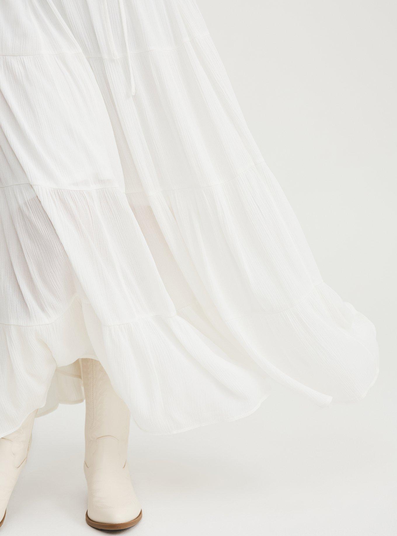 Shirred Tiered Maxi Skirt