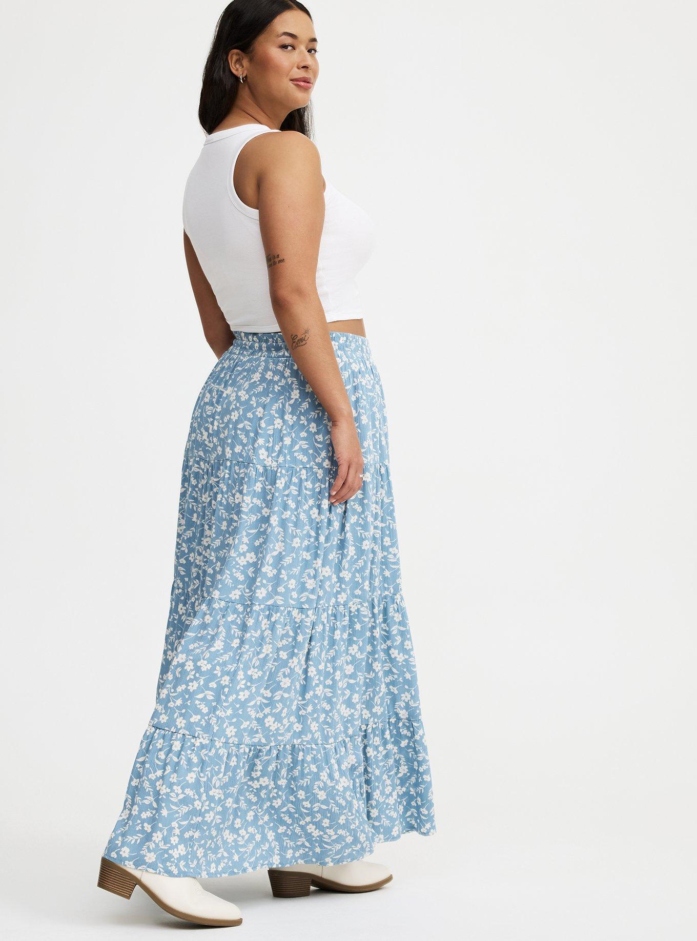 Shirred Tiered Maxi Skirt