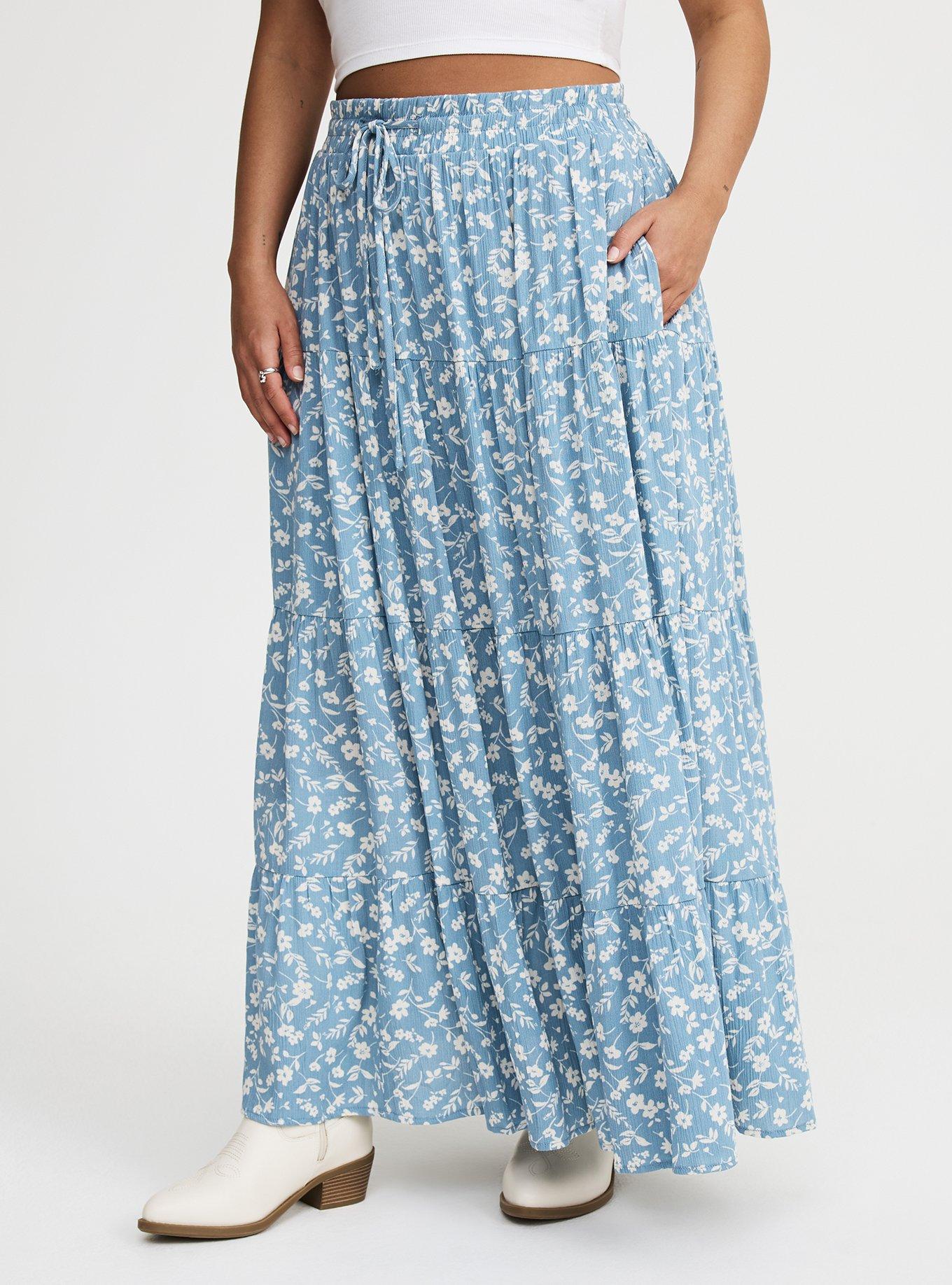 Shirred Tiered Maxi Skirt