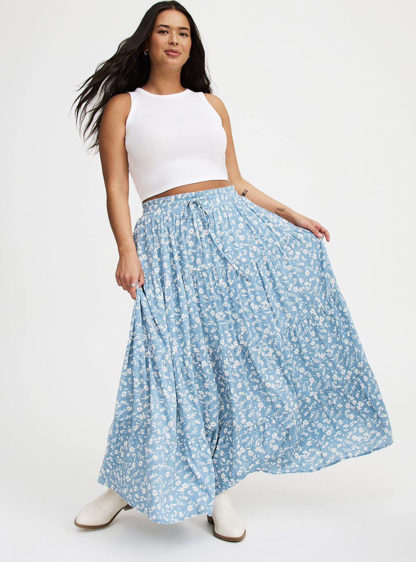 Shirred Tiered Maxi Skirt