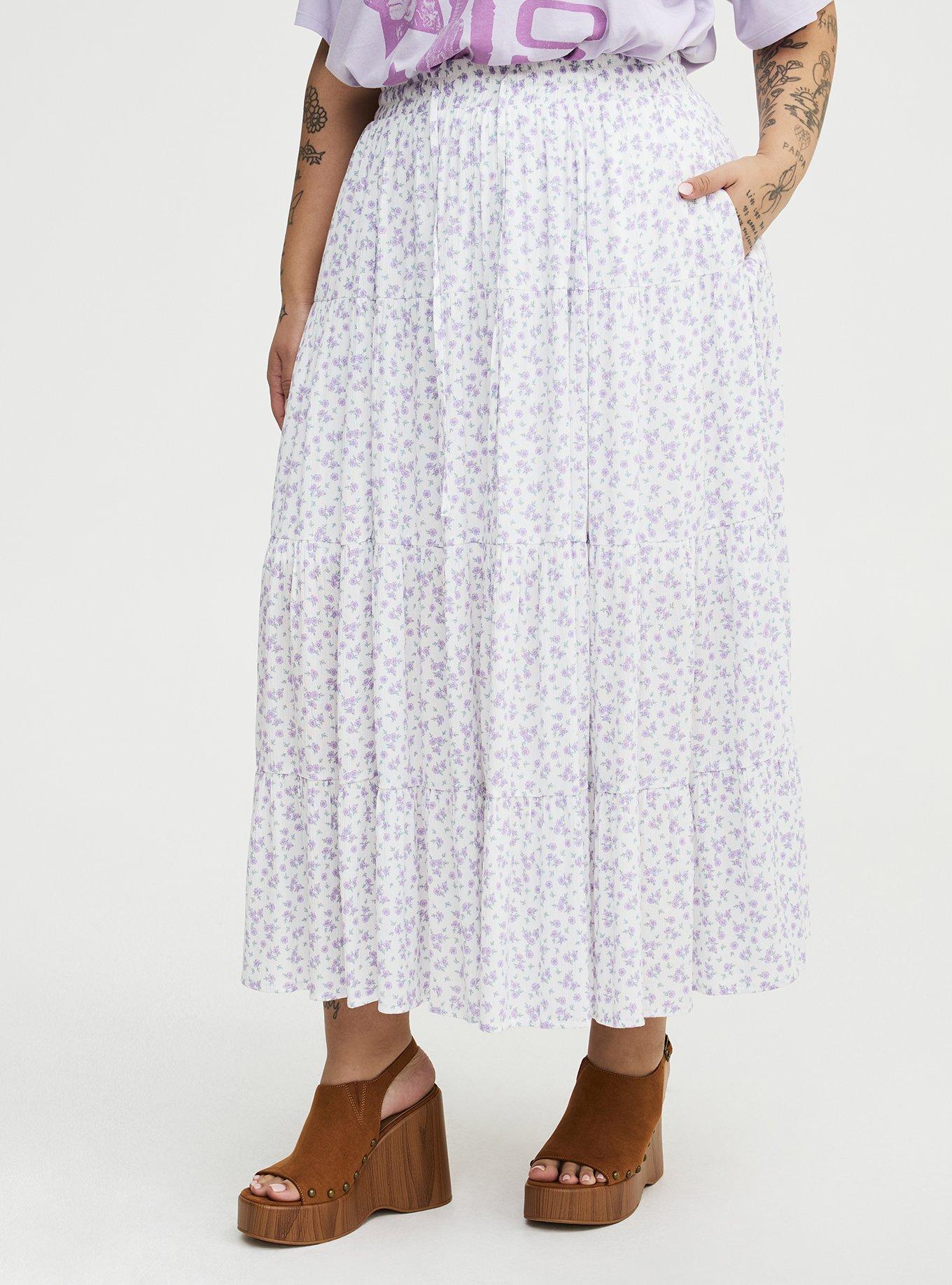 Tiered Maxi Skirt, DONNA DITSY FLORAL PURPLE, alternate