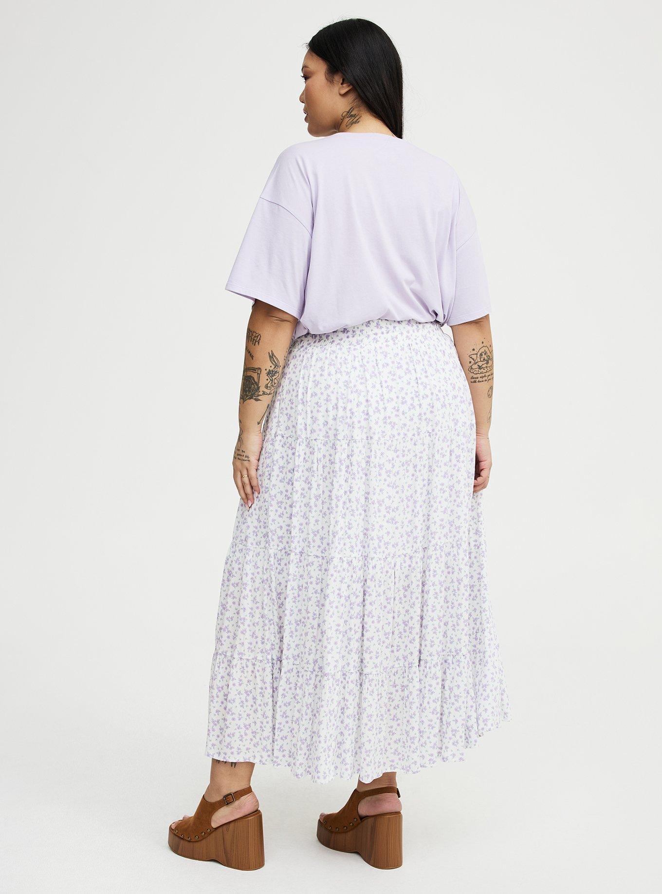 Tiered Maxi Skirt, DONNA DITSY FLORAL PURPLE, alternate