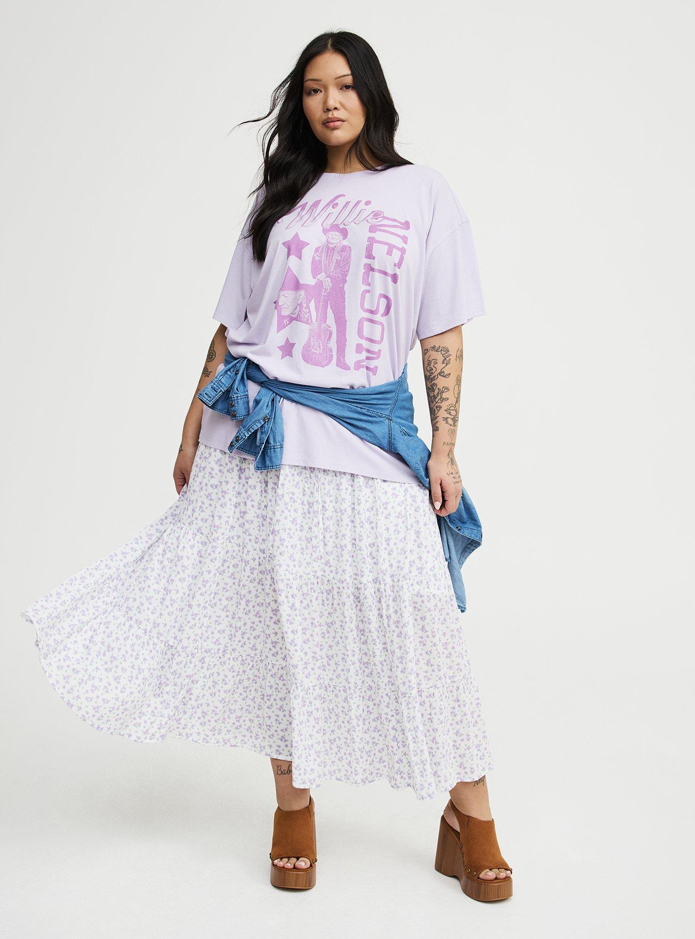 Tiered Maxi Skirt, DONNA DITSY FLORAL PURPLE, alternate