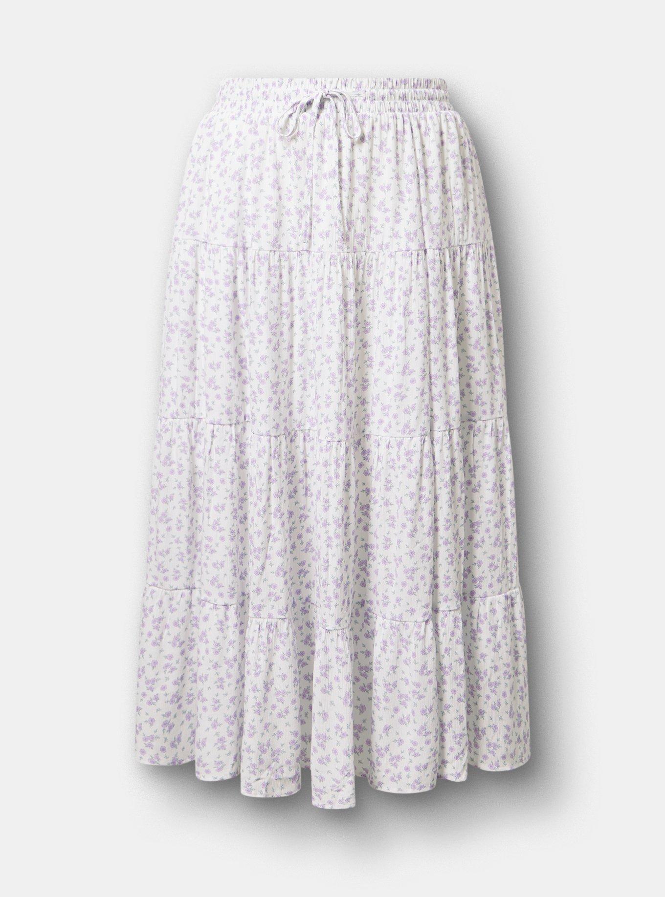 Tiered Maxi Skirt, DONNA DITSY FLORAL PURPLE, hi-res