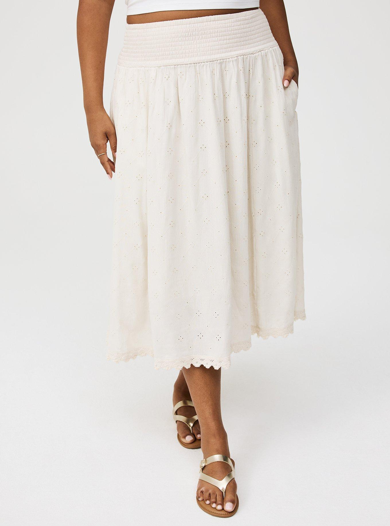 Smocked Tea Length Skirt