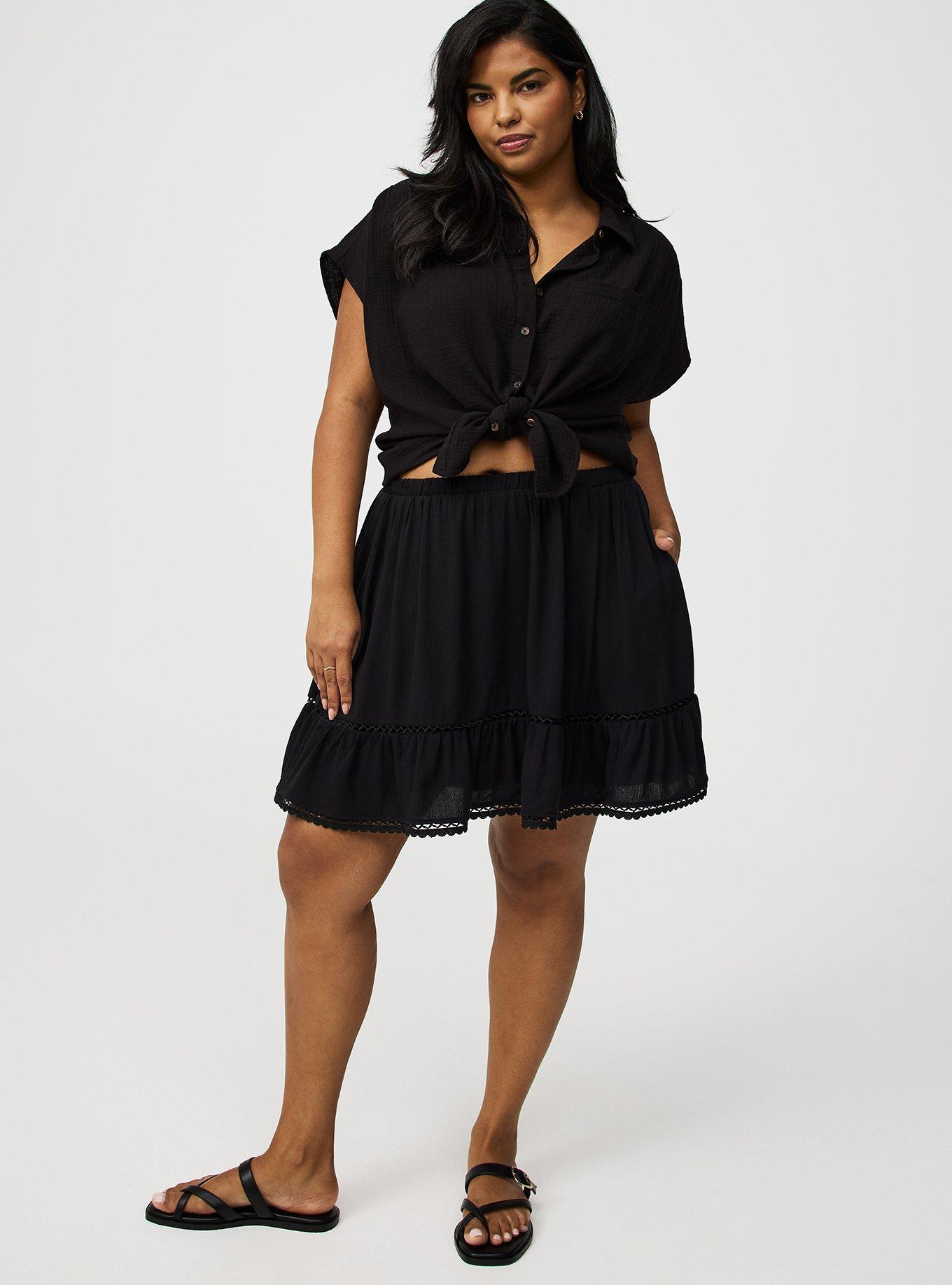 Plus Size - Tiered Lace Trim Mini Skirt - Torrid Plus Size - Tiered Lace Trim Mini Skirt - Torrid