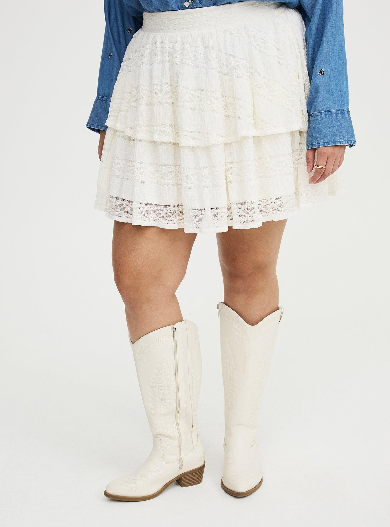 Ruffle Lace Mini Skirt, CLOUD DANCER, alternate