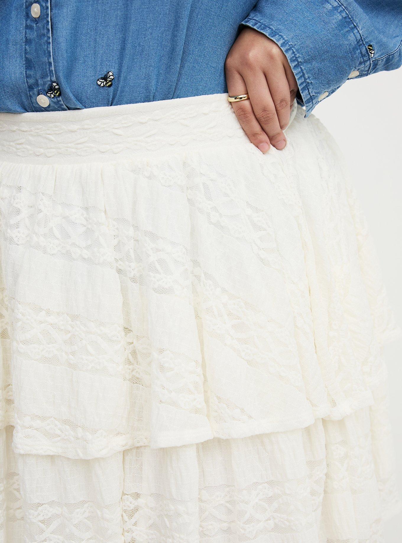 Ruffle Lace Mini Skirt, CLOUD DANCER, alternate