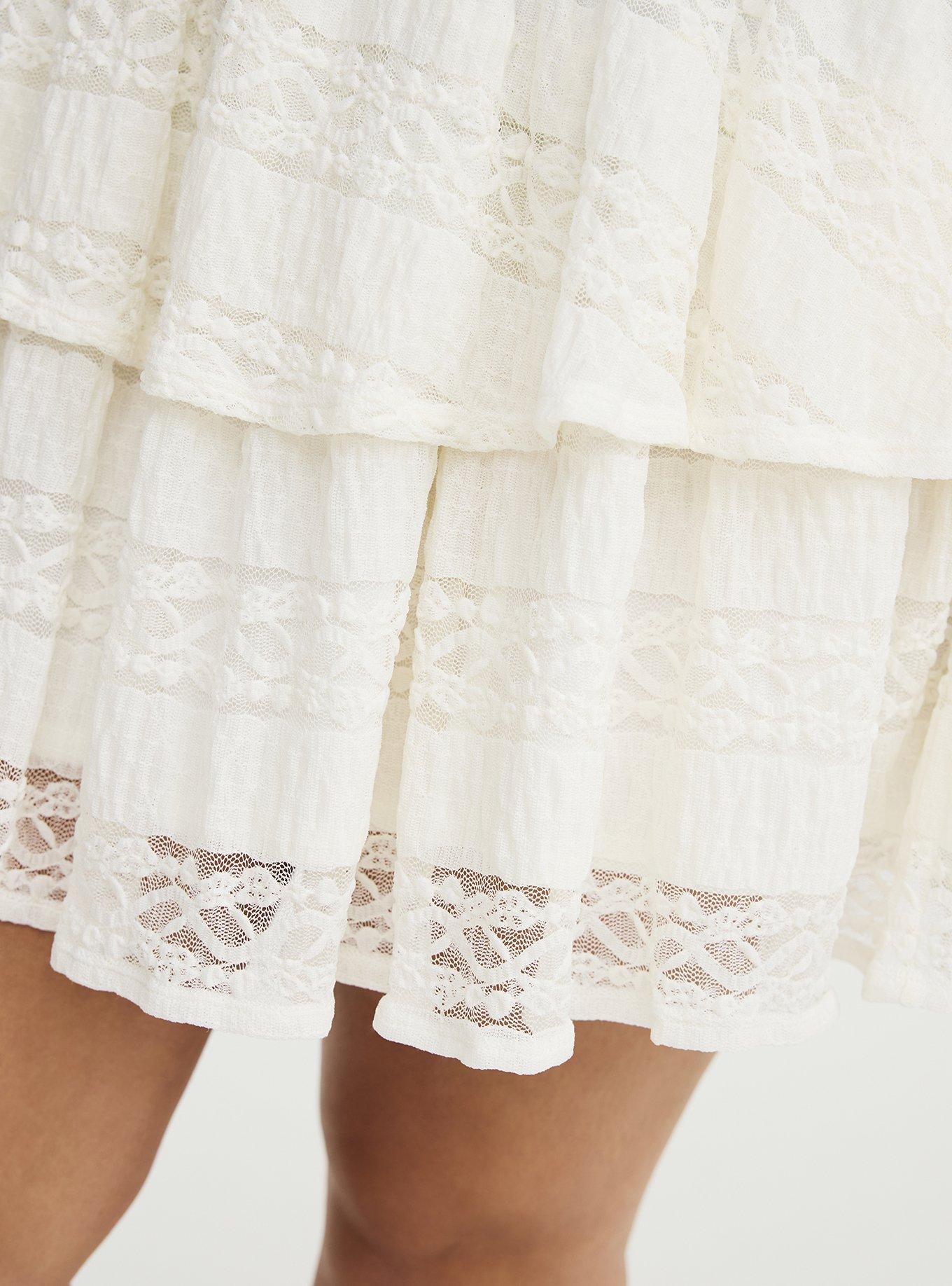 Ruffle Lace Mini Skirt, CLOUD DANCER, alternate