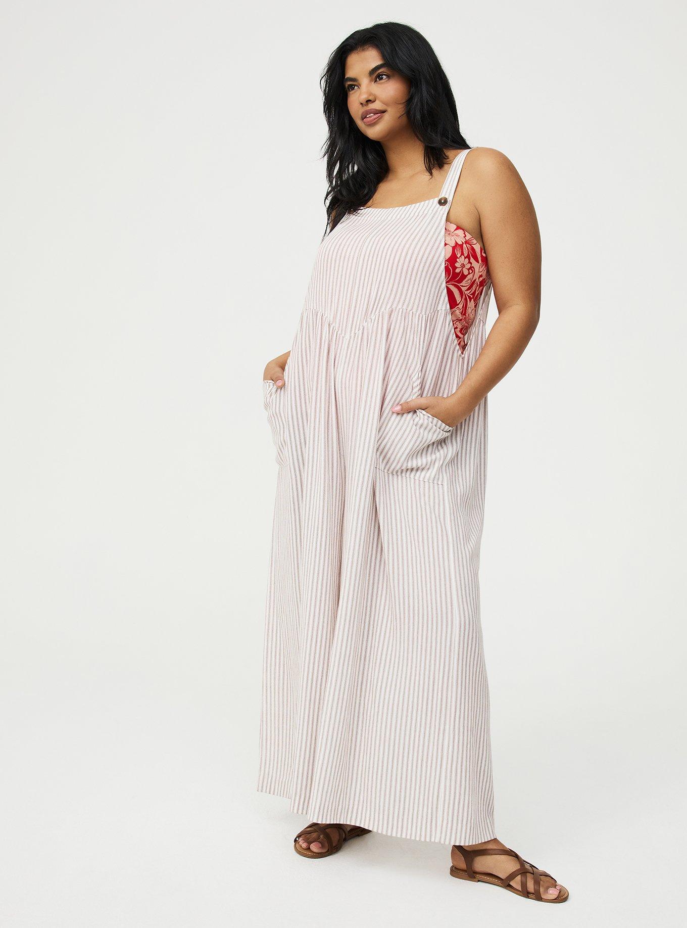 Wide-Leg Overall, MORA STRIPE BROWN, hi-res