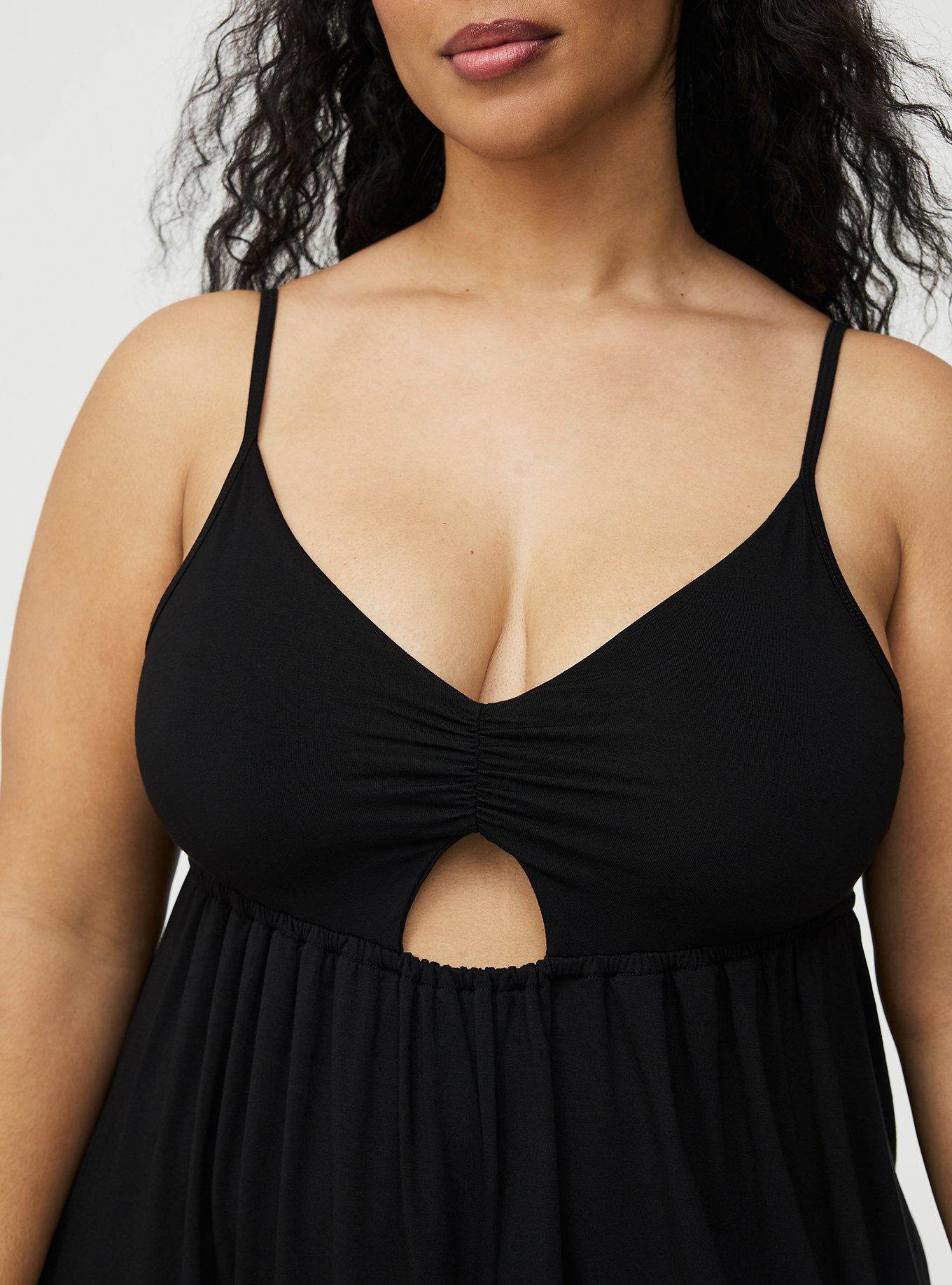 Super Soft Jersey Cut-Out Sleep Chemise, DEEP BLACK, alternate