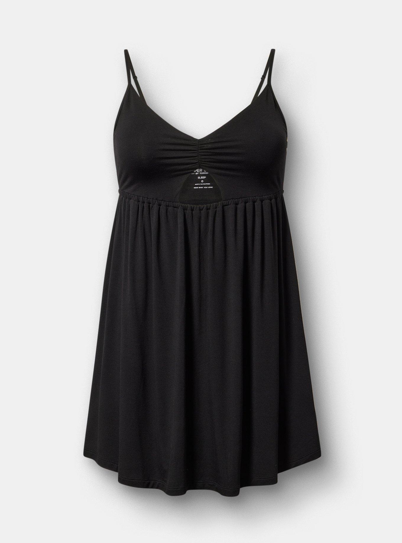 Super Soft Jersey Cut-Out Sleep Chemise, DEEP BLACK, hi-res