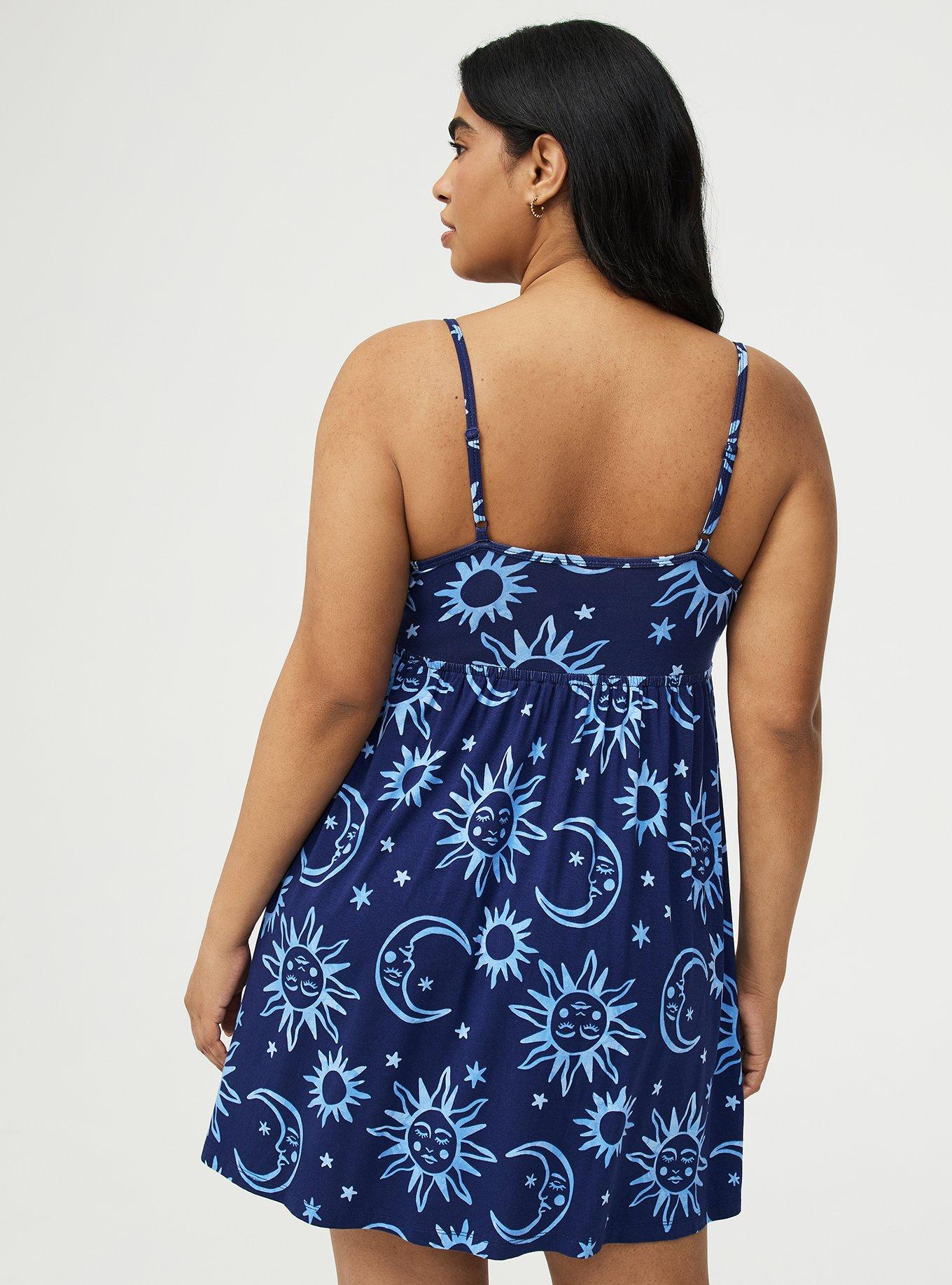 Super Soft Jersey Cut-Out Sleep Chemise, WASHED CELESTIAL NAVY, alternate