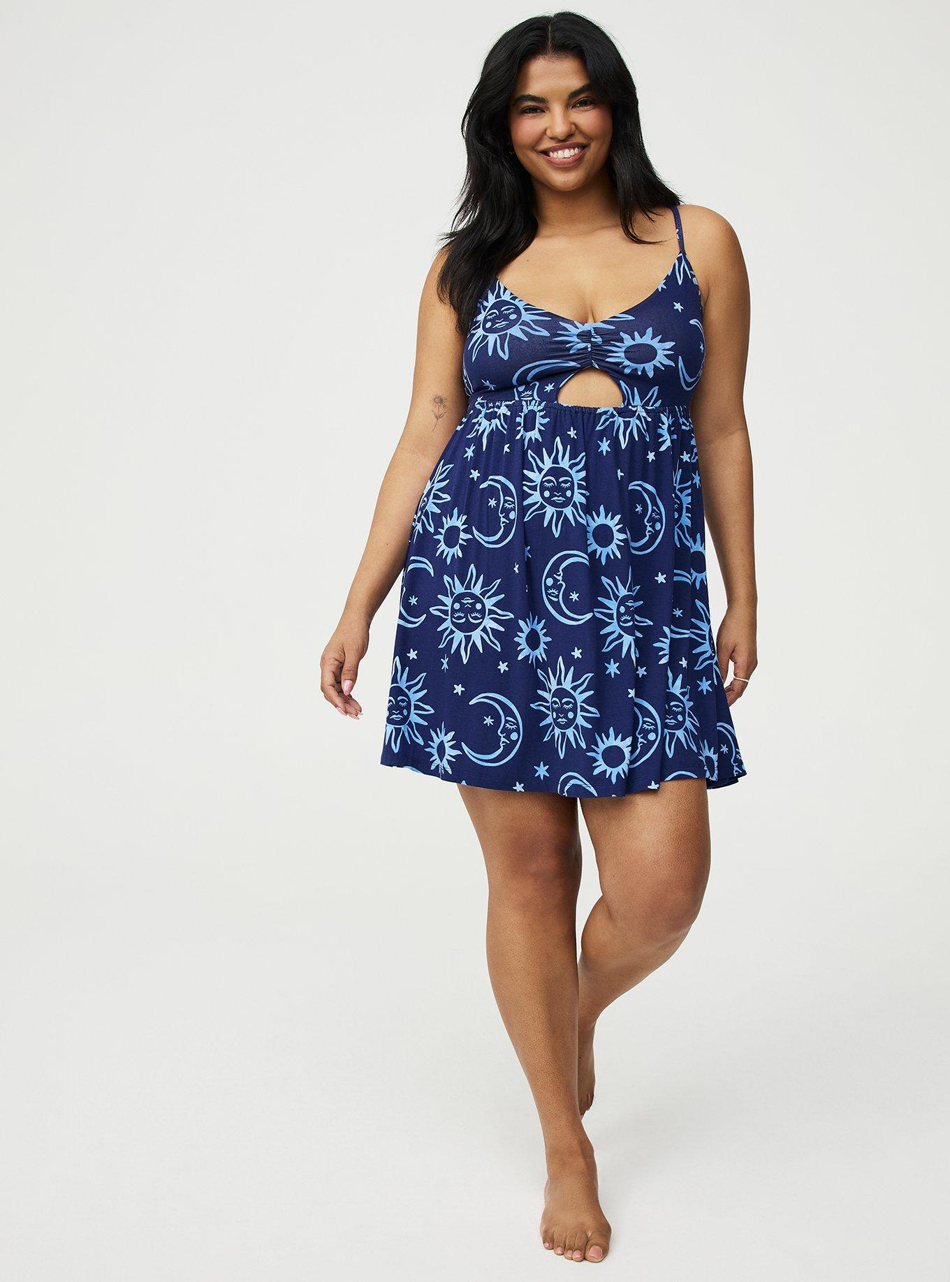 Super Soft Jersey Cut-Out Sleep Chemise, WASHED CELESTIAL NAVY, alternate