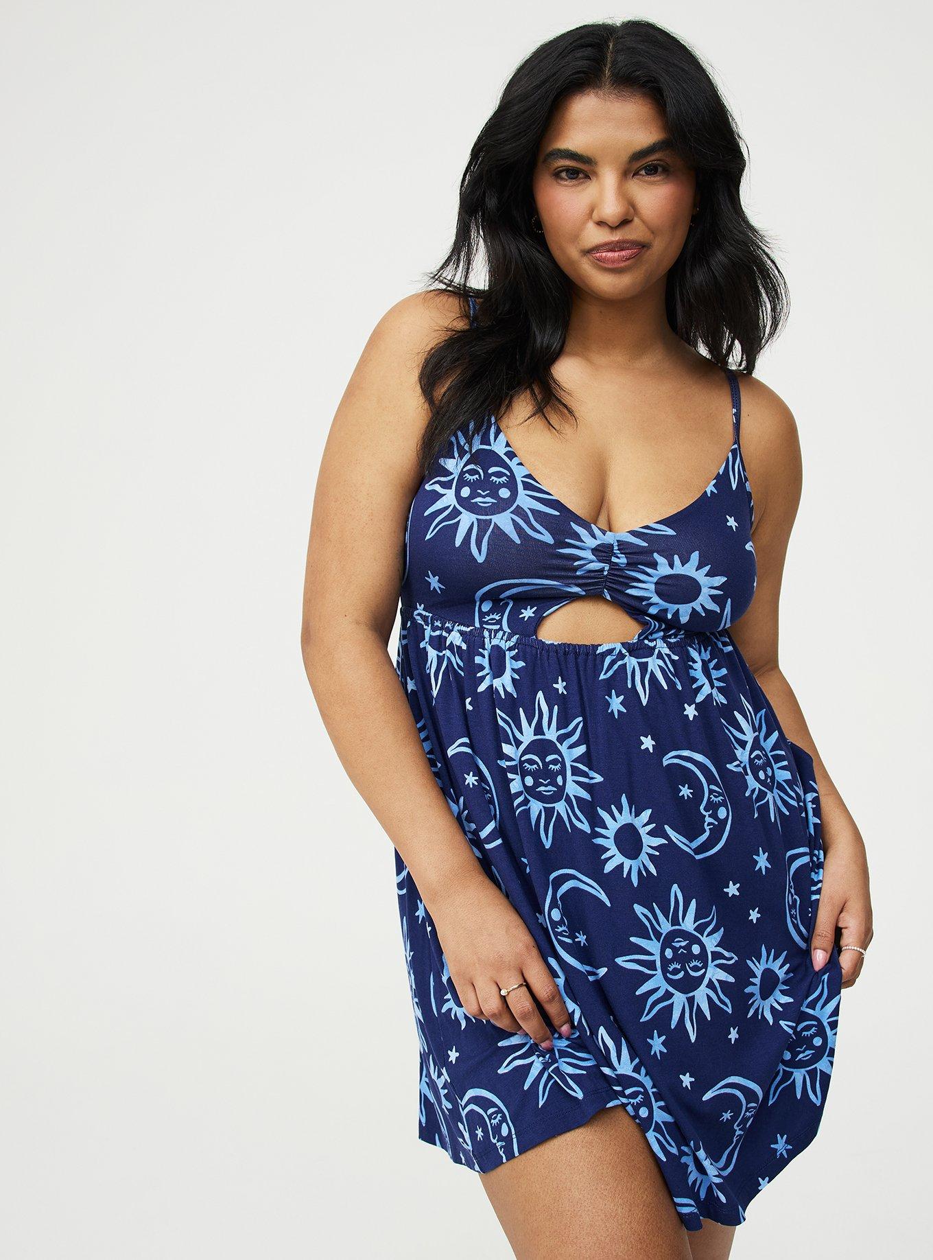 Super Soft Jersey Cut-Out Sleep Chemise, WASHED CELESTIAL NAVY, alternate