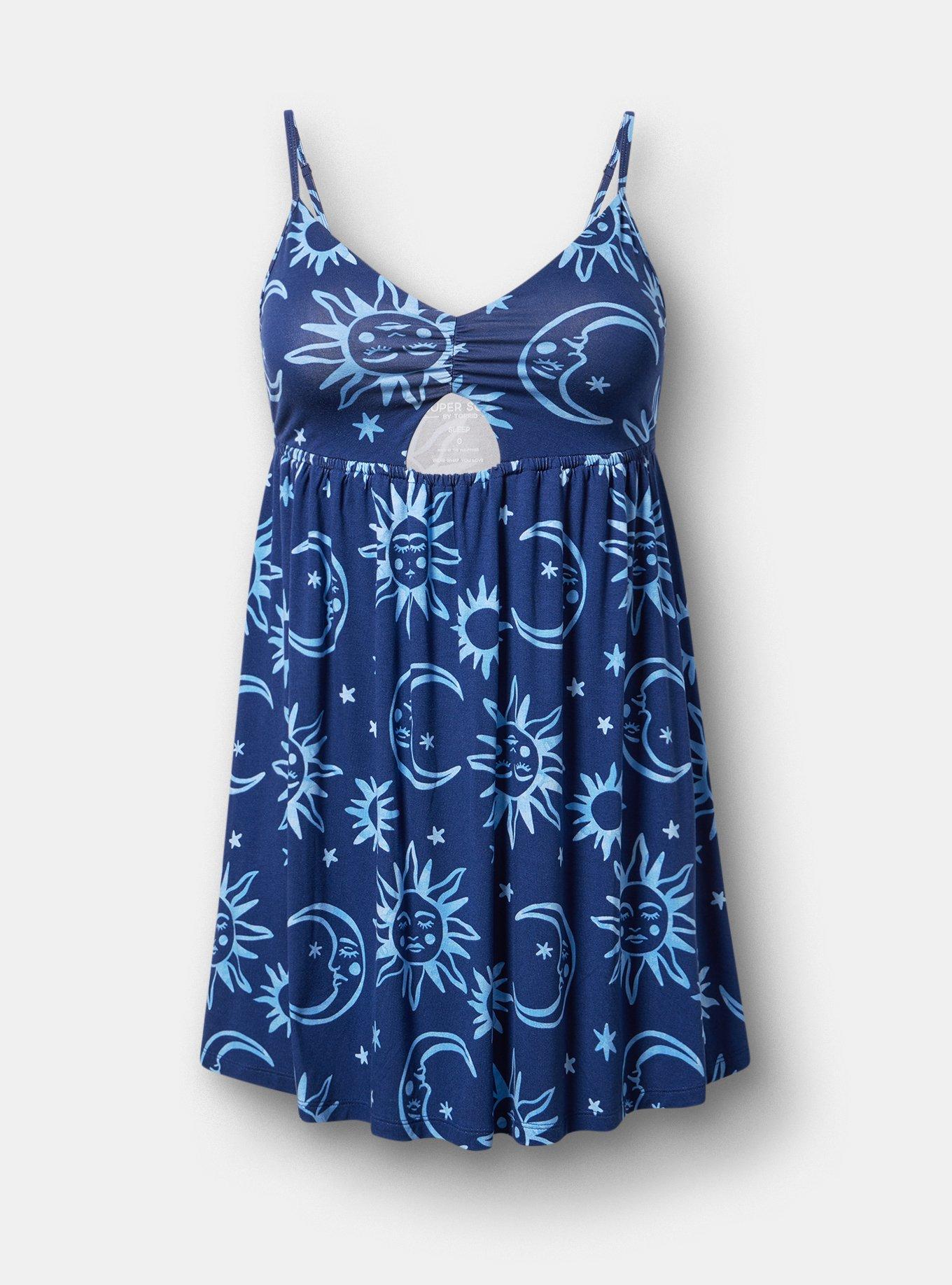 Super Soft Jersey Cut-Out Sleep Chemise, WASHED CELESTIAL NAVY, hi-res