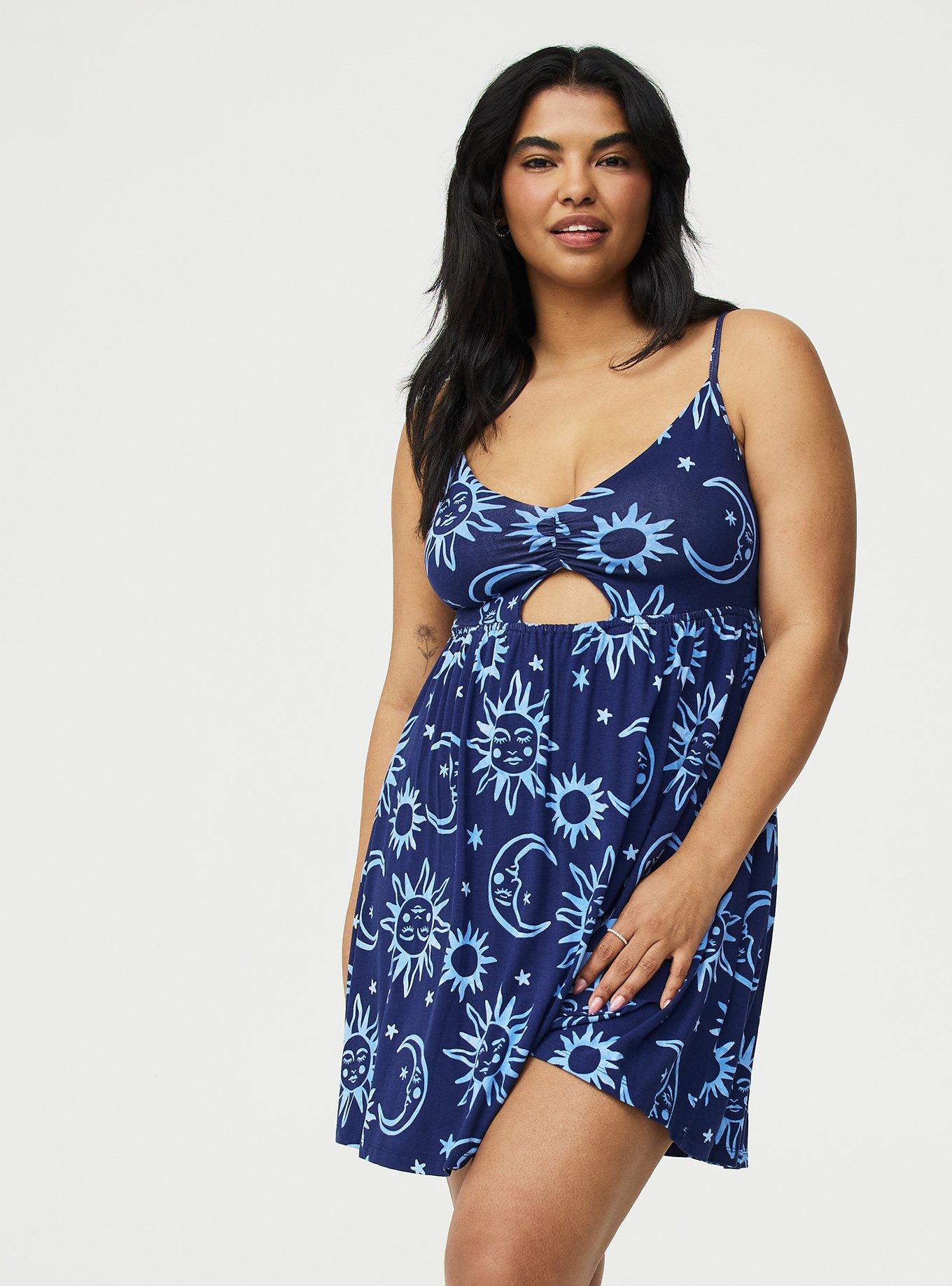 Super Soft Jersey Cut-Out Sleep Chemise, WASHED CELESTIAL NAVY, hi-res