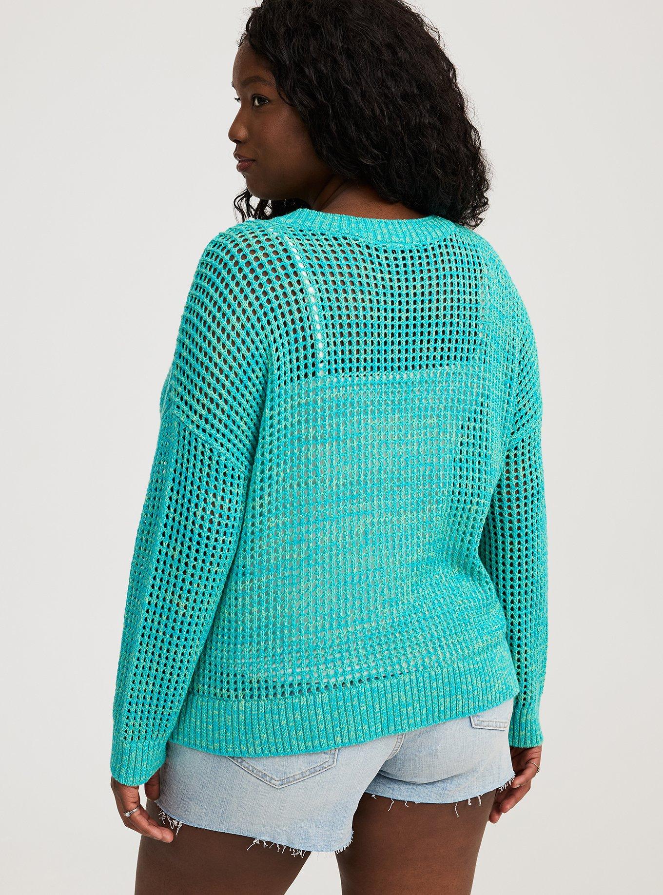 Open Stitch V-Neck Pullover