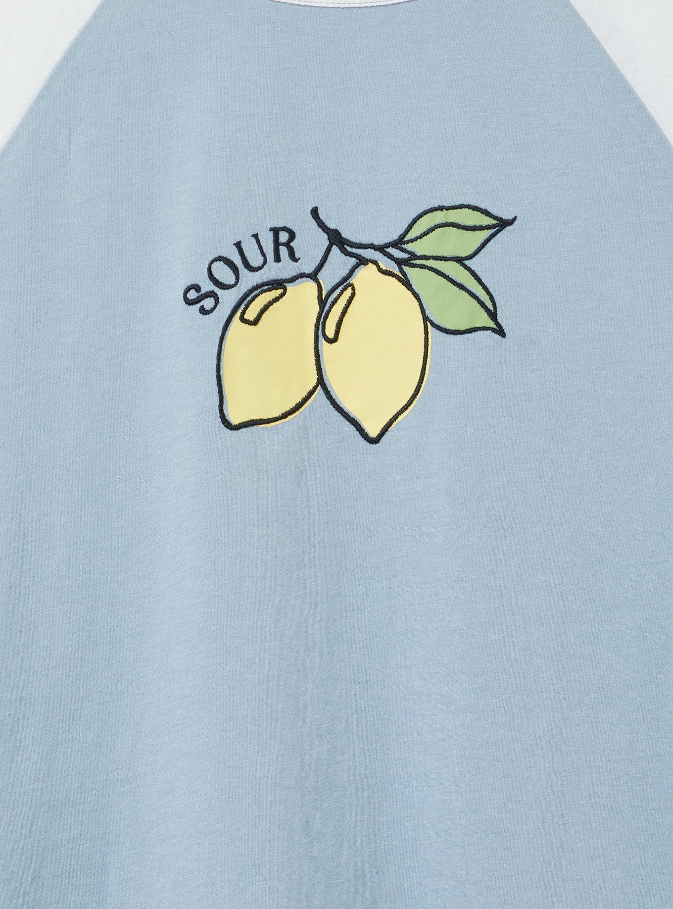 Sour Lemons Classic Cotton Raglan Embroidered Tee