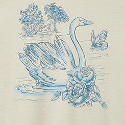 Swan Toile Oversized Heritage Jersey Crew Tunic Tee, DESERT SANDSTONE, swatch