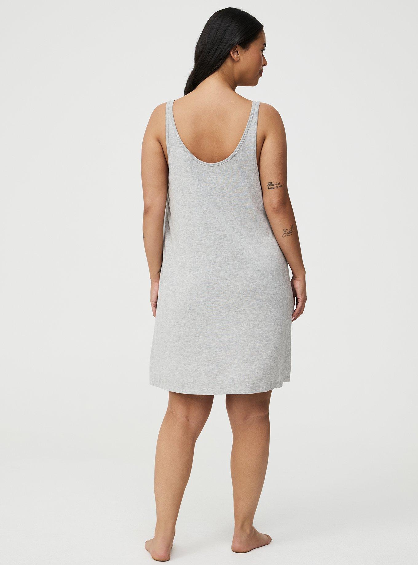 Super Soft Jersey Notch Neck Sleep Chemise, LIGHTEST HEATHER GREY, alternate