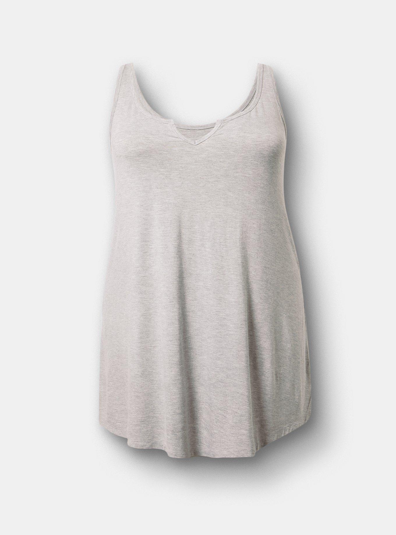 Super Soft Jersey Notch Neck Sleep Chemise, LIGHTEST HEATHER GREY, hi-res