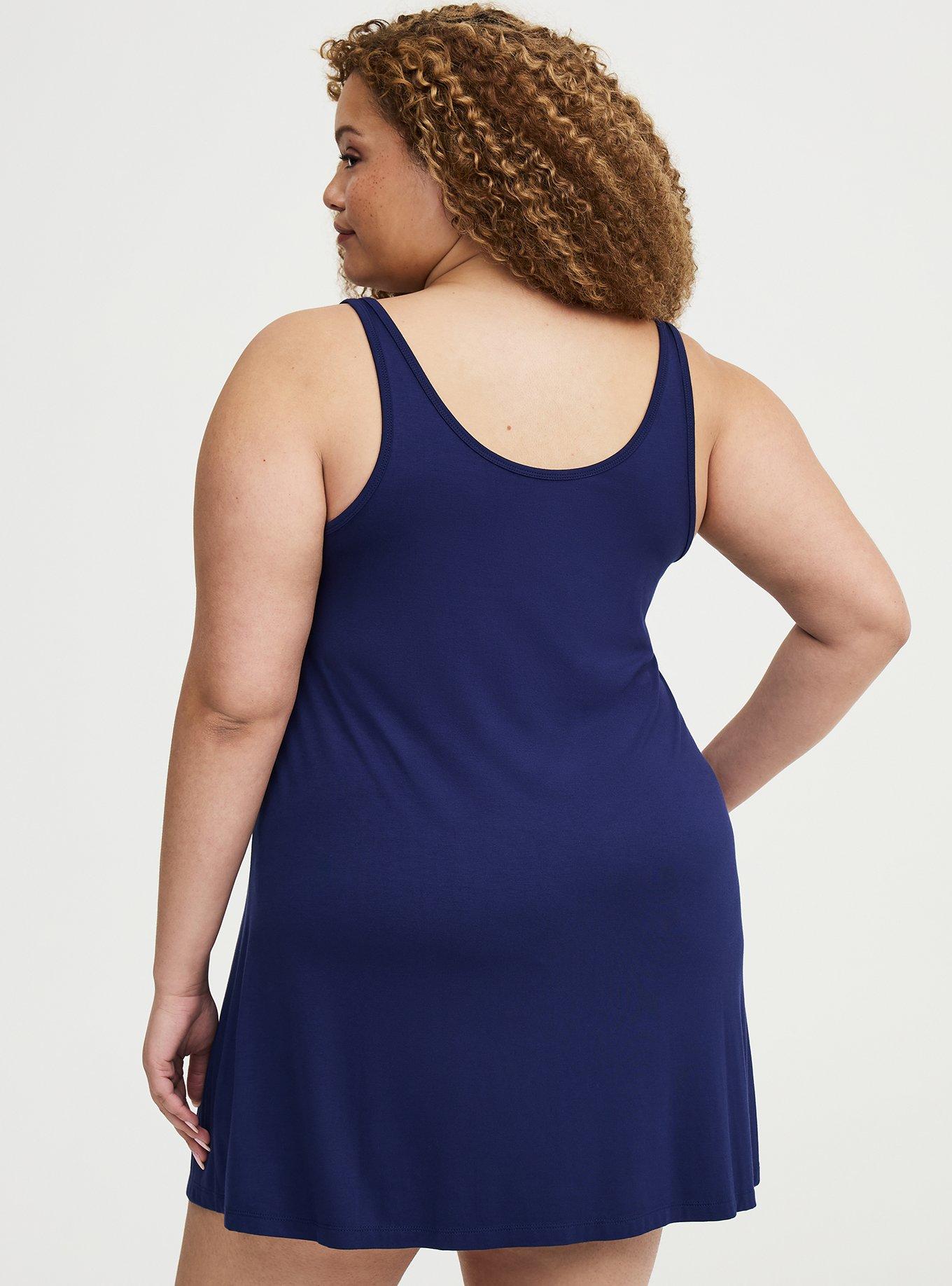 Super Soft Jersey Notch Neck Sleep Chemise, SALTY SLEEPY BLUE, alternate