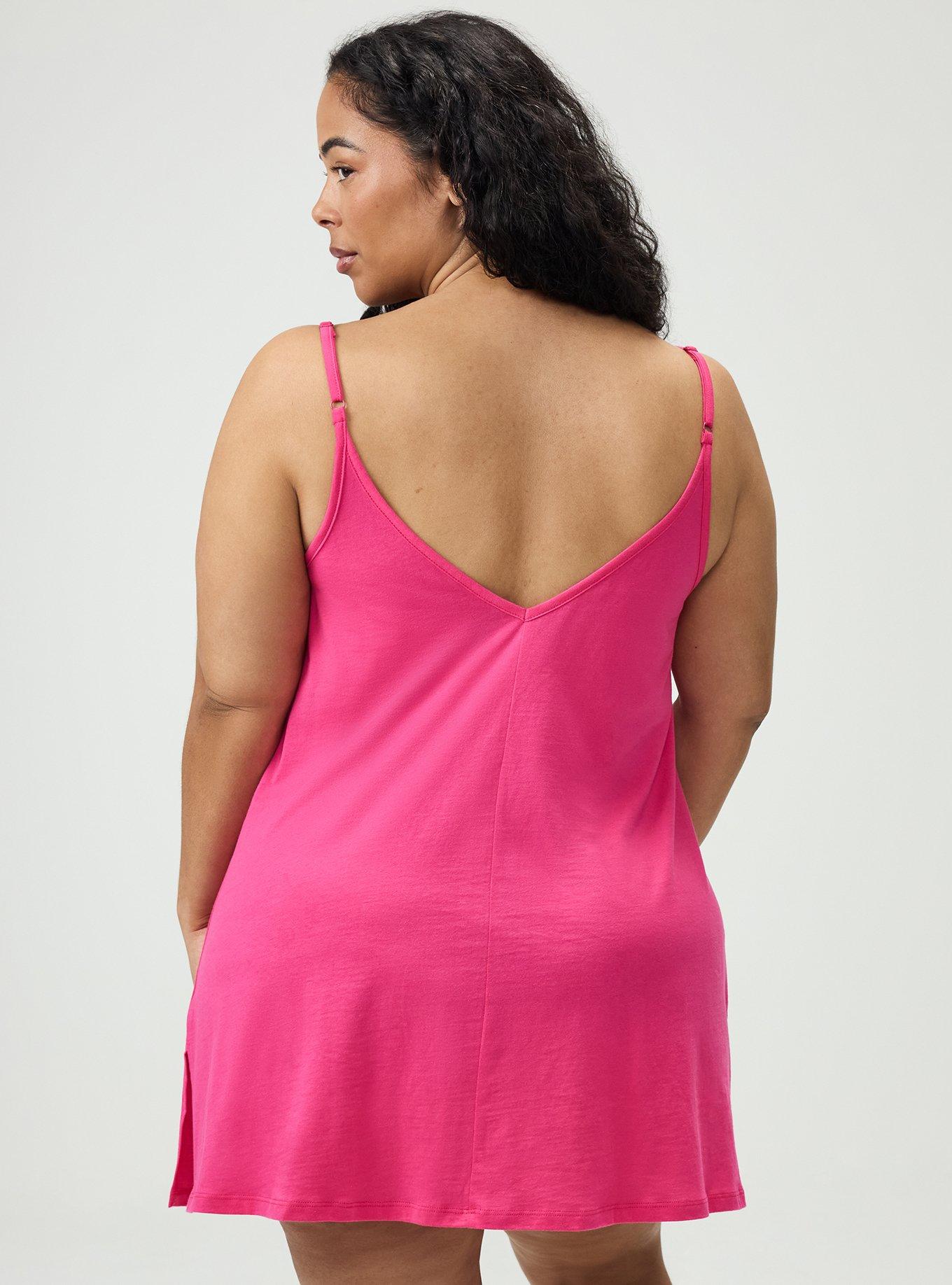 Lightweight Cotton Jersey V-Back Sleep Gown, BEET ROOT PURPLE PINK, alternate