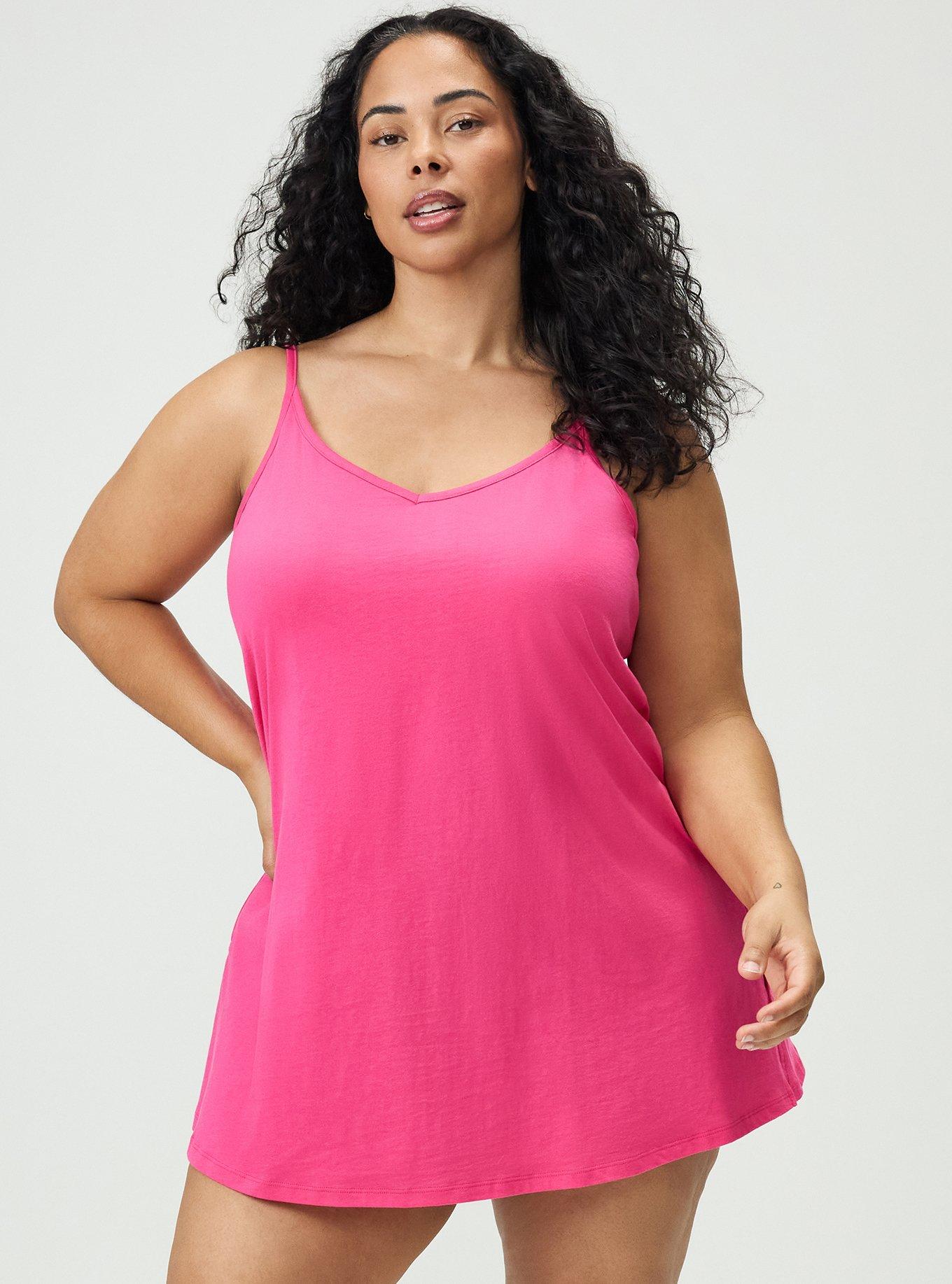 Lightweight Cotton Jersey V-Back Sleep Gown, BEET ROOT PURPLE PINK, hi-res