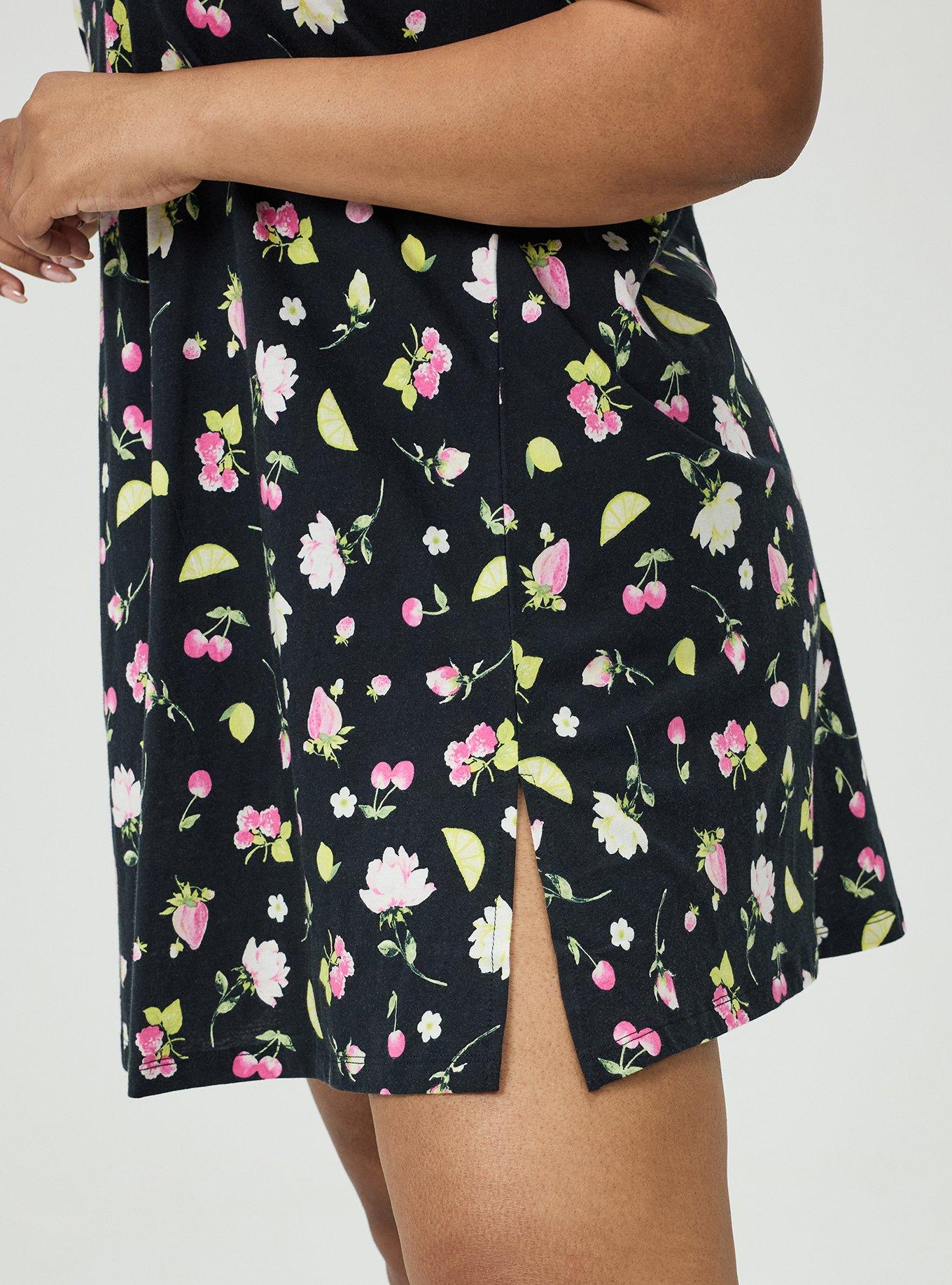 Lightweight Cotton Jersey V-Back Sleep Gown, BOP CONVERSATIONAL BLACK, alternate