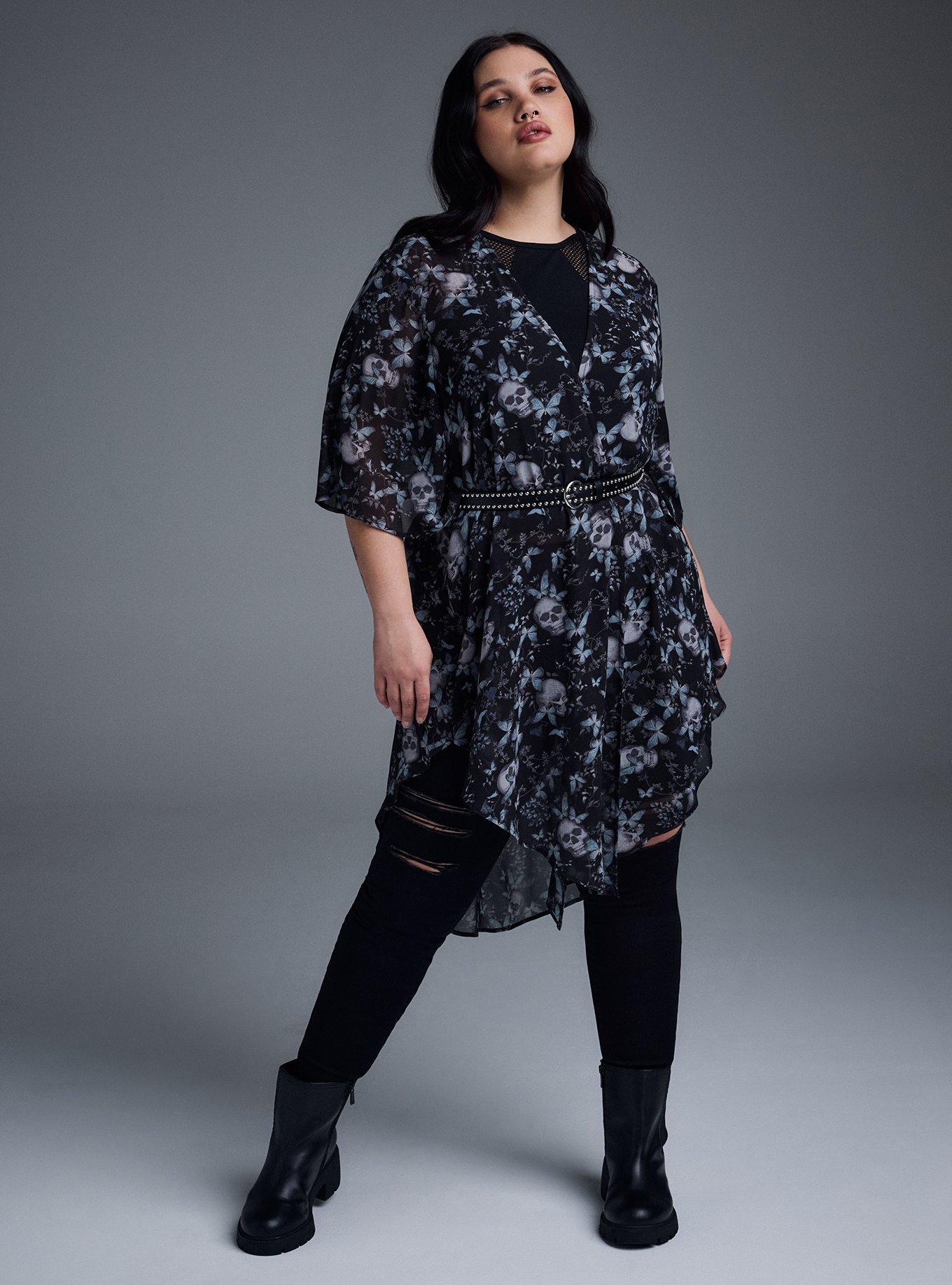 Nightfall Shirt Kimono, MONARCH SKULLS BLACK, alternate