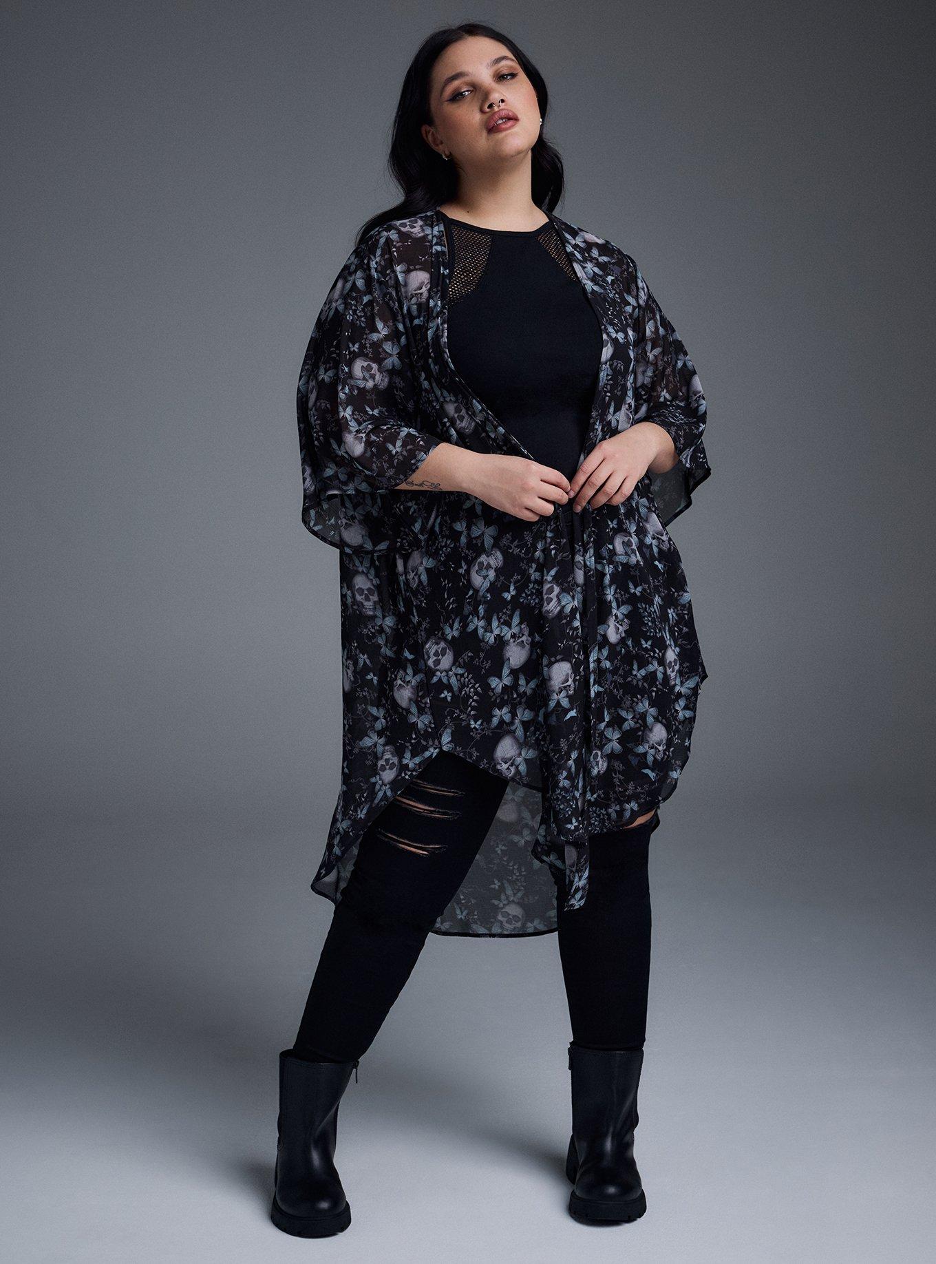 Nightfall Shirt Kimono, MONARCH SKULLS BLACK, alternate