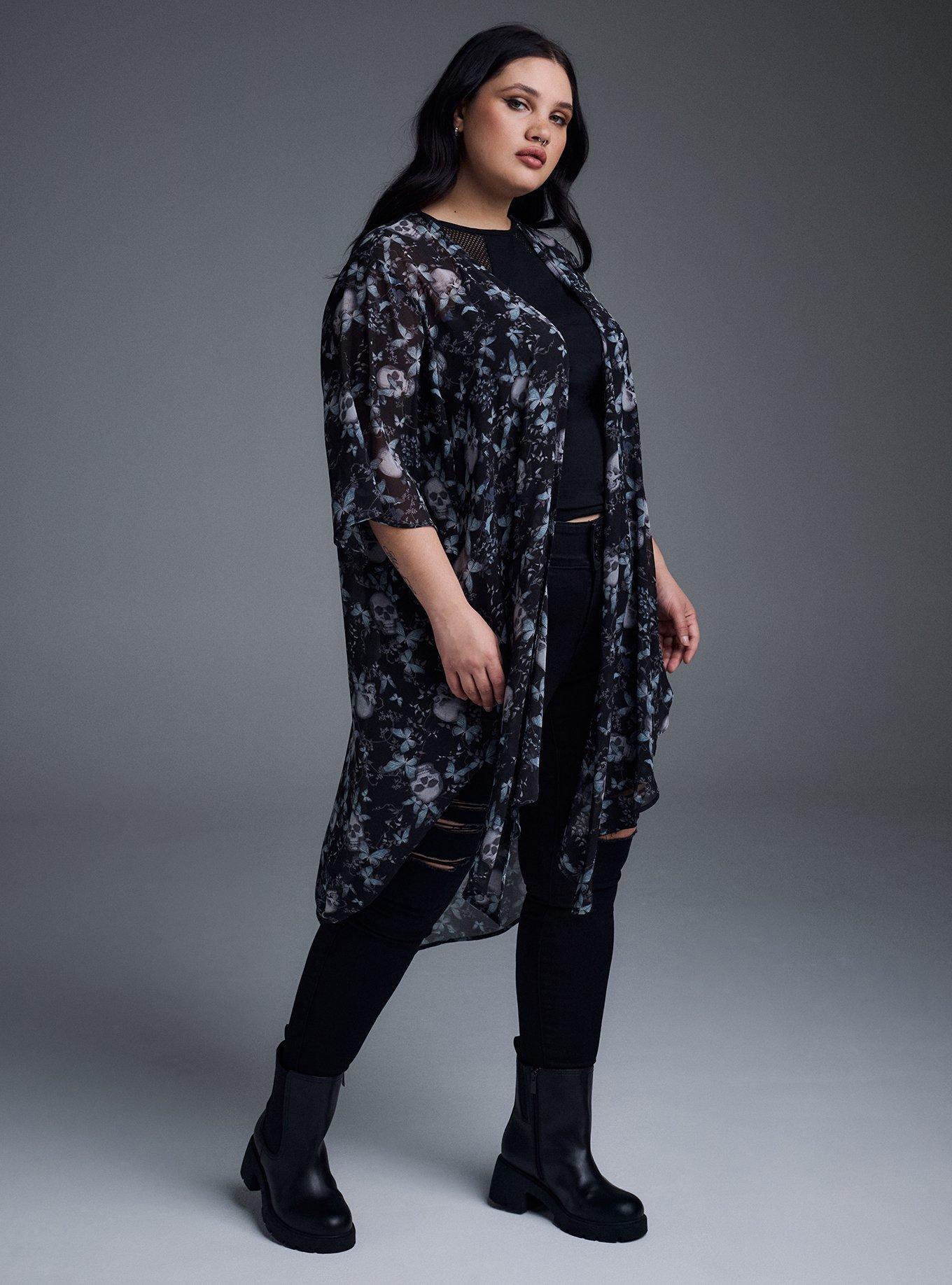 Nightfall Shirt Kimono, MONARCH SKULLS BLACK, alternate