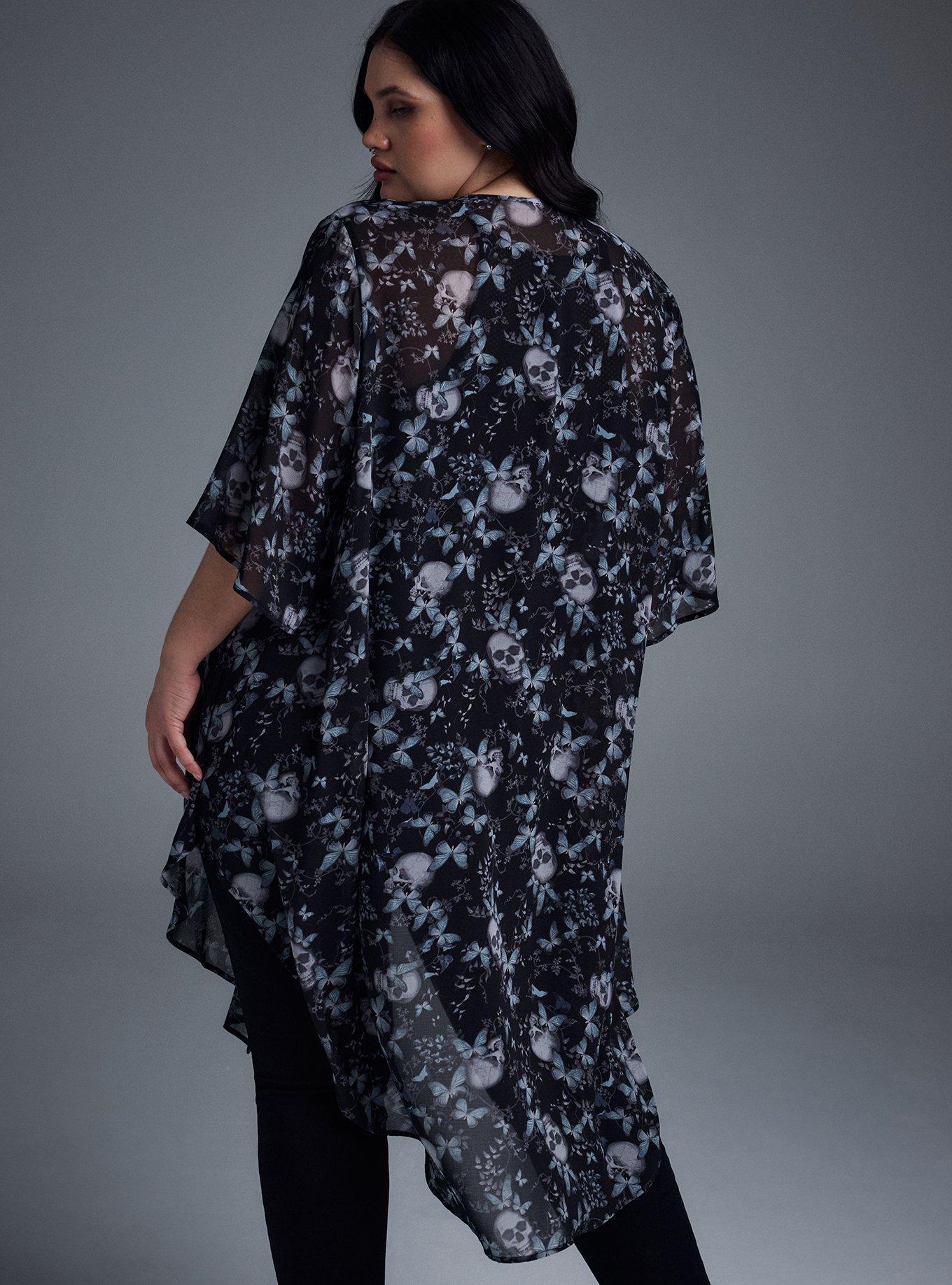 Nightfall Shirt Kimono, MONARCH SKULLS BLACK, alternate