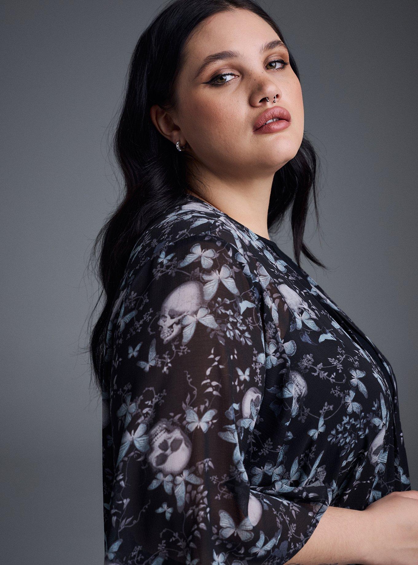 Nightfall Shirt Kimono, MONARCH SKULLS BLACK, alternate