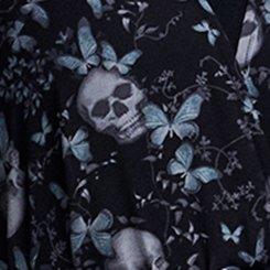 Nightfall Textured Chiffon Kimono, MONARCH SKULLS BLACK, swatch