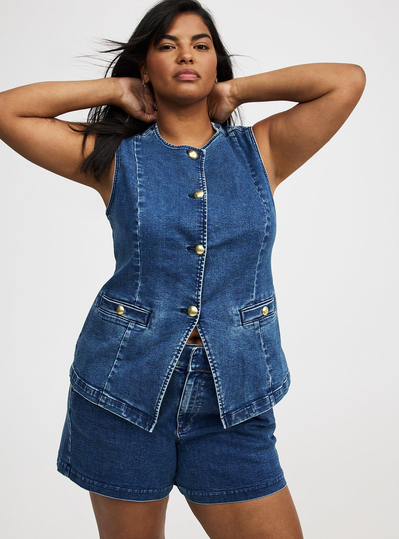 Studio High Neck Denim Vest