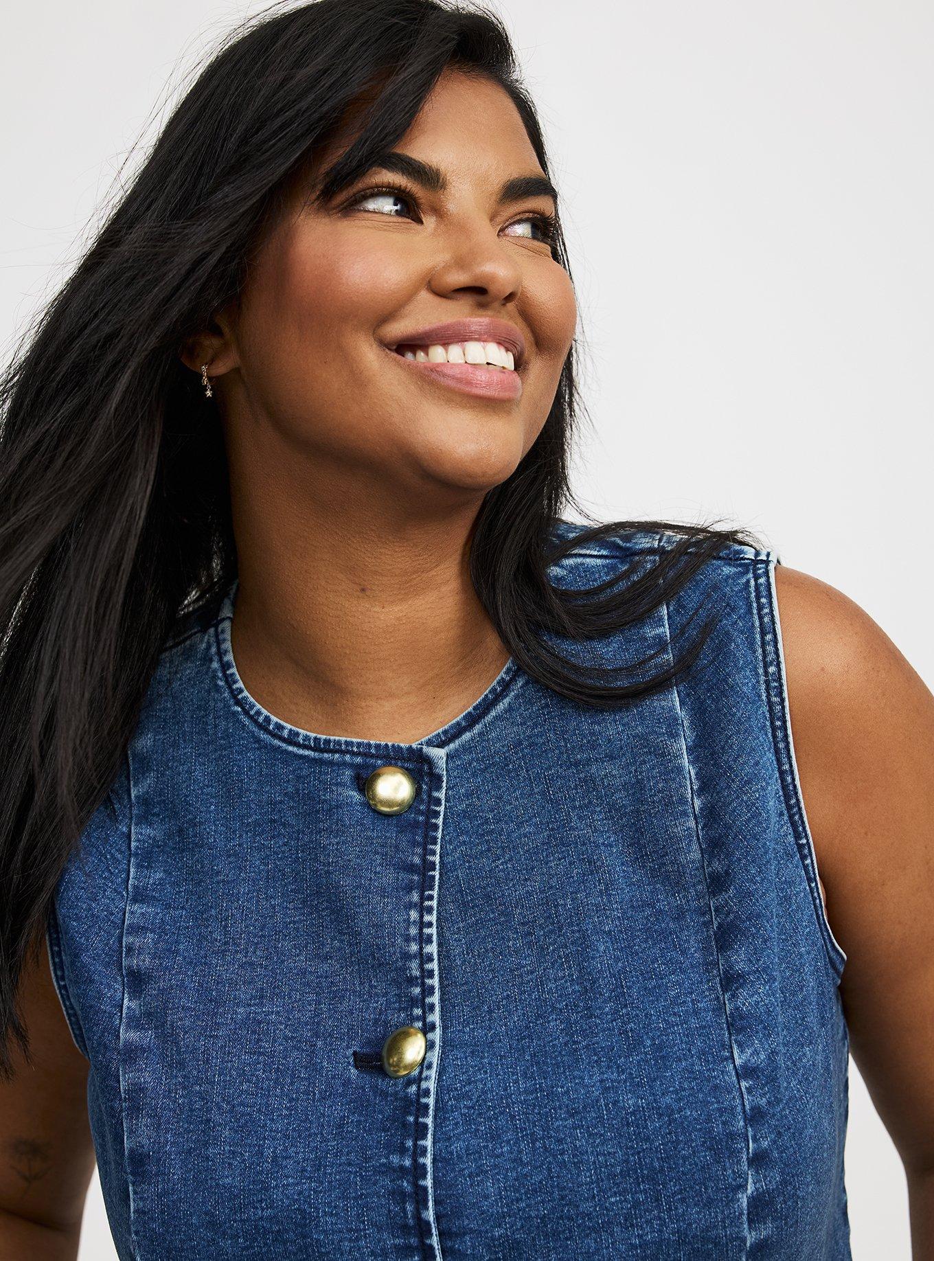 Studio High Neck Denim Vest