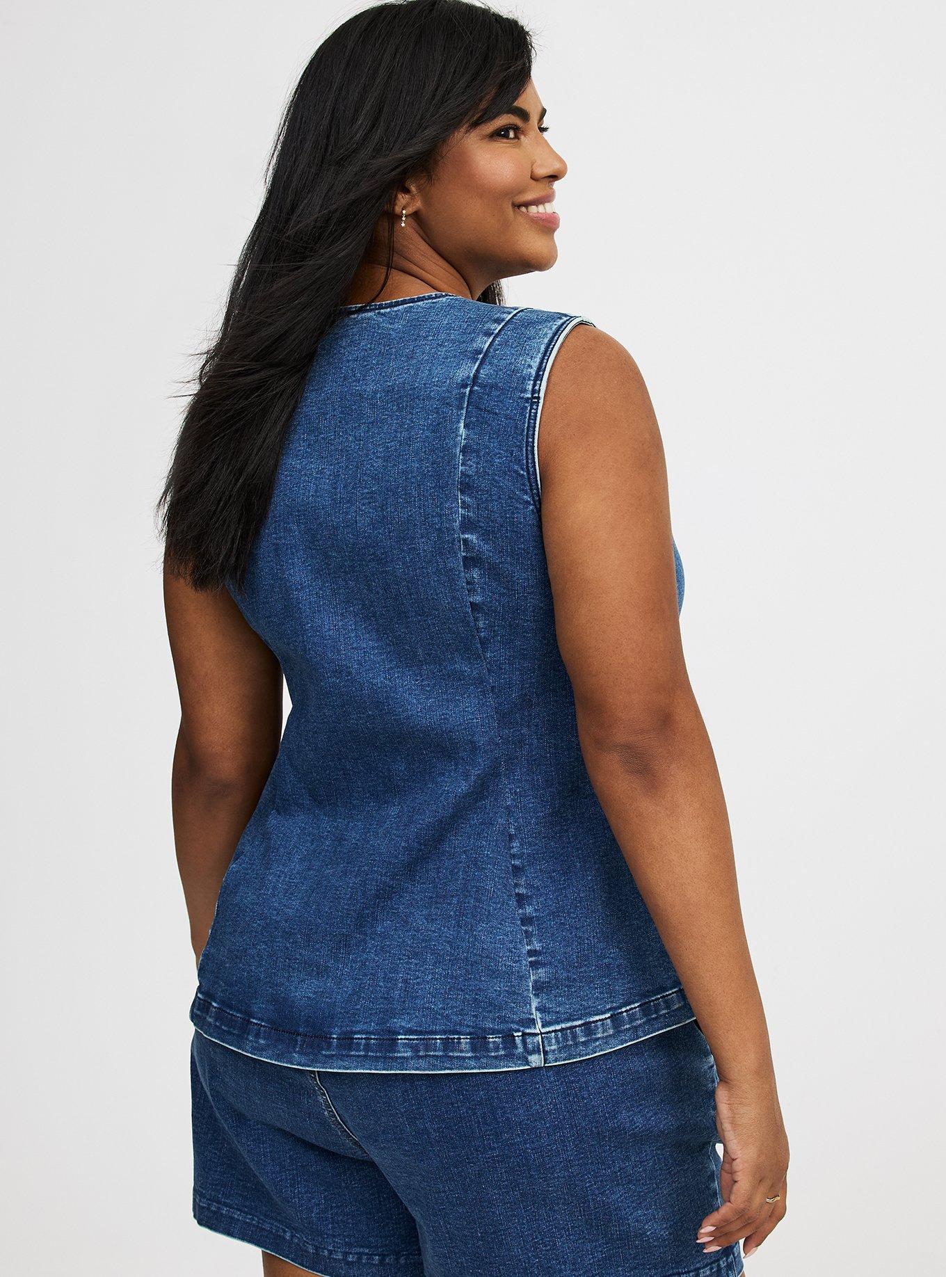 Studio High Neck Denim Vest