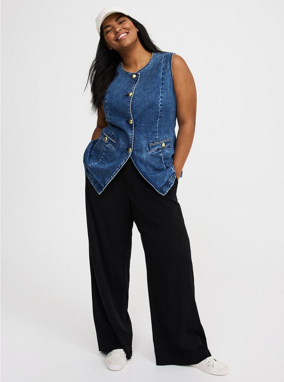 Plus Size - Studio High Neck Denim Vest - Torrid Plus Size - Studio High Neck Denim Vest - Torrid