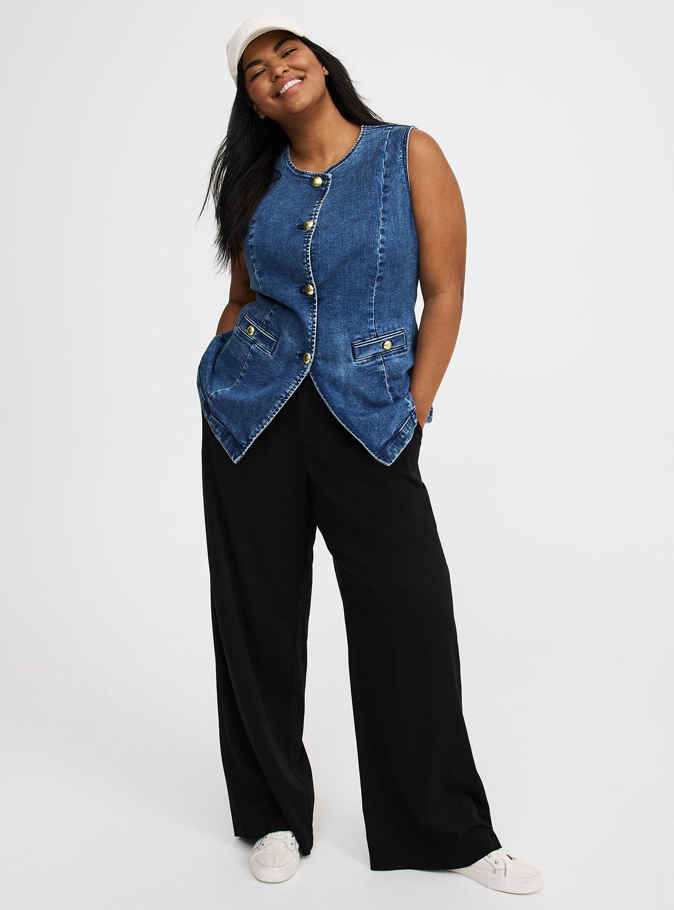 Studio High Neck Denim Vest