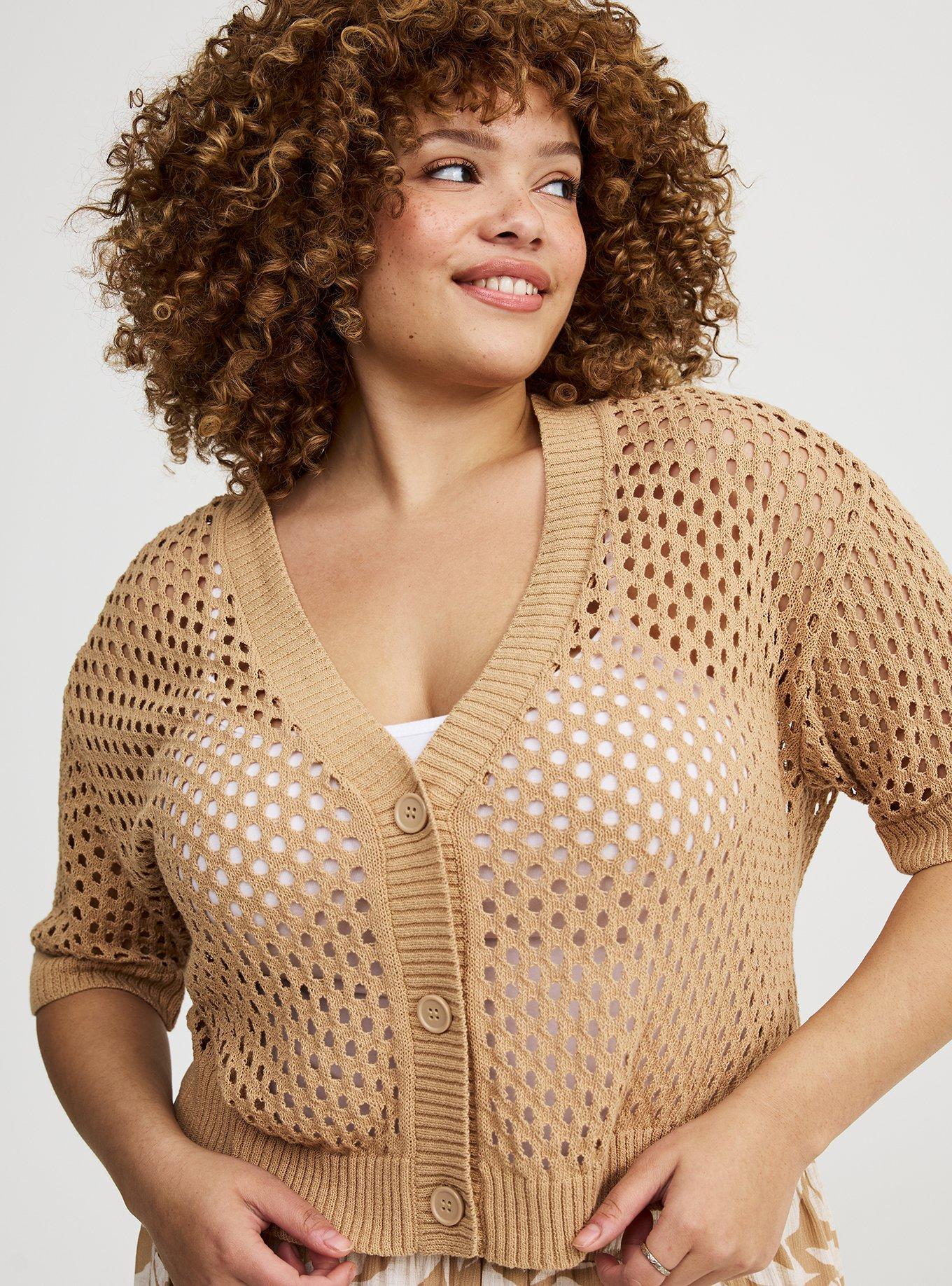 Short Sleeve Open Stitch Cardigan