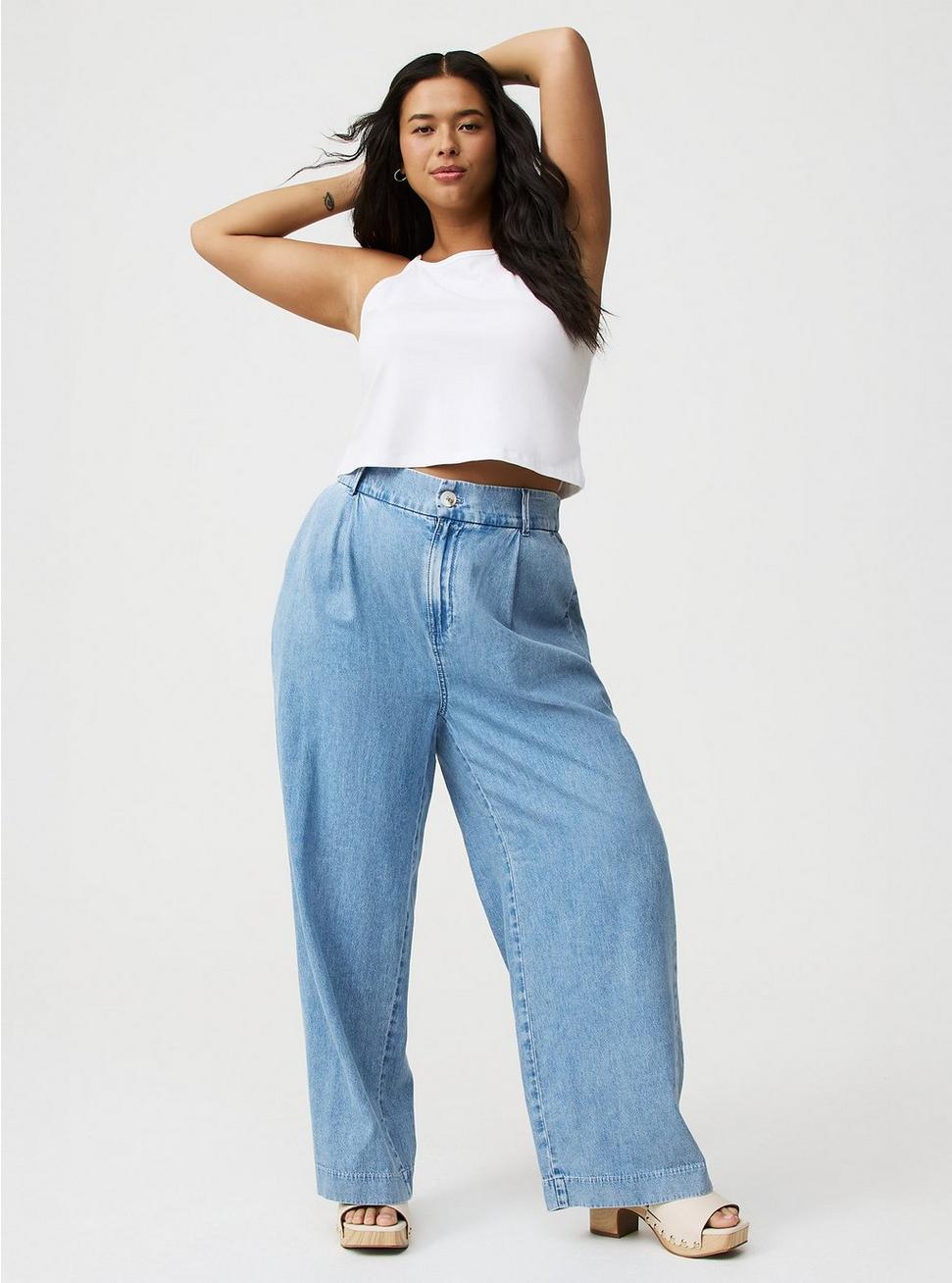 Plus Size - High-Rise Wide Leg Denim Trouser - Torrid Plus Size - High-Rise Wide Leg Denim Trouser - Torrid