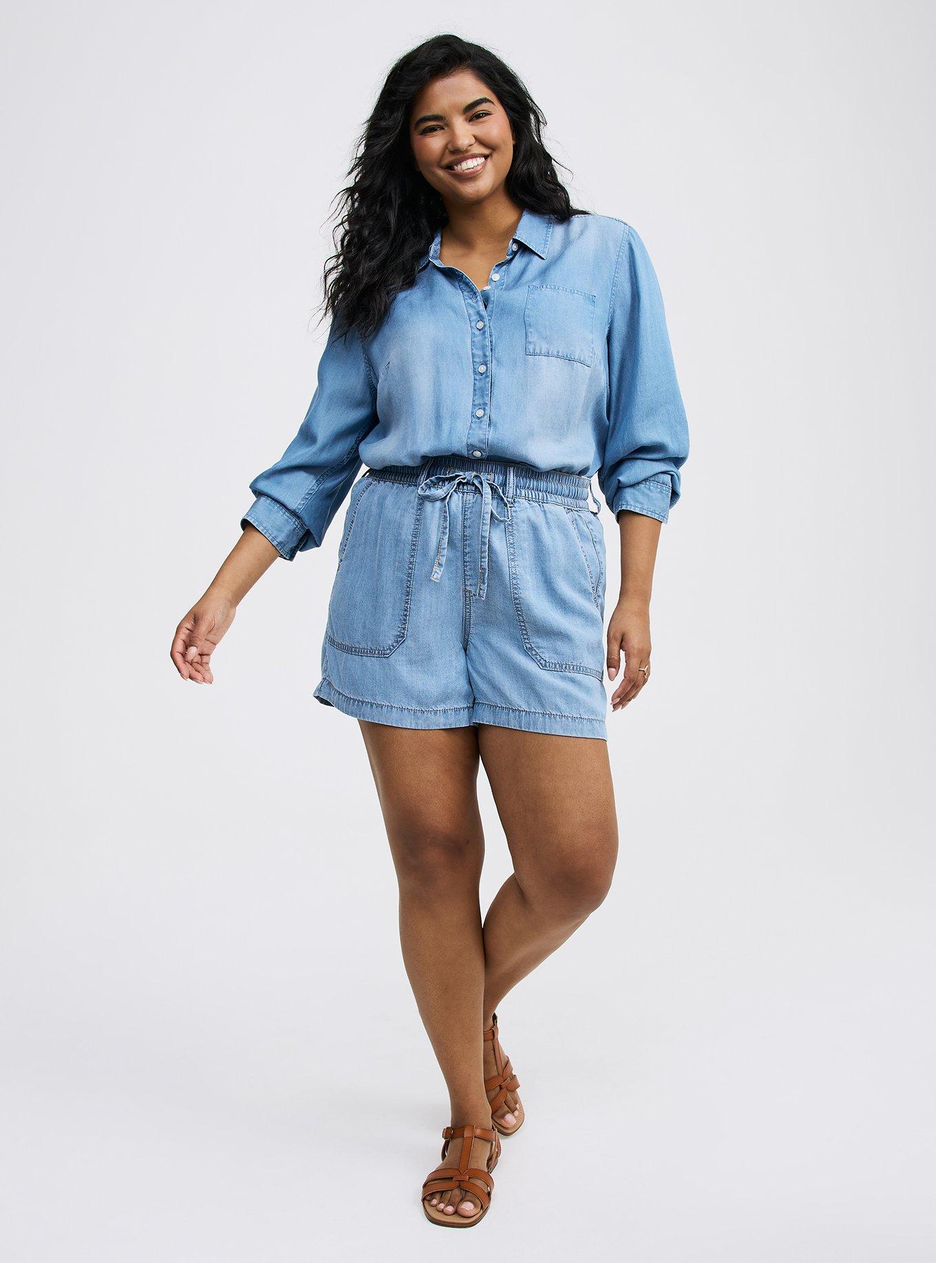 High-Rise Pull-On Lightweight Denim Short