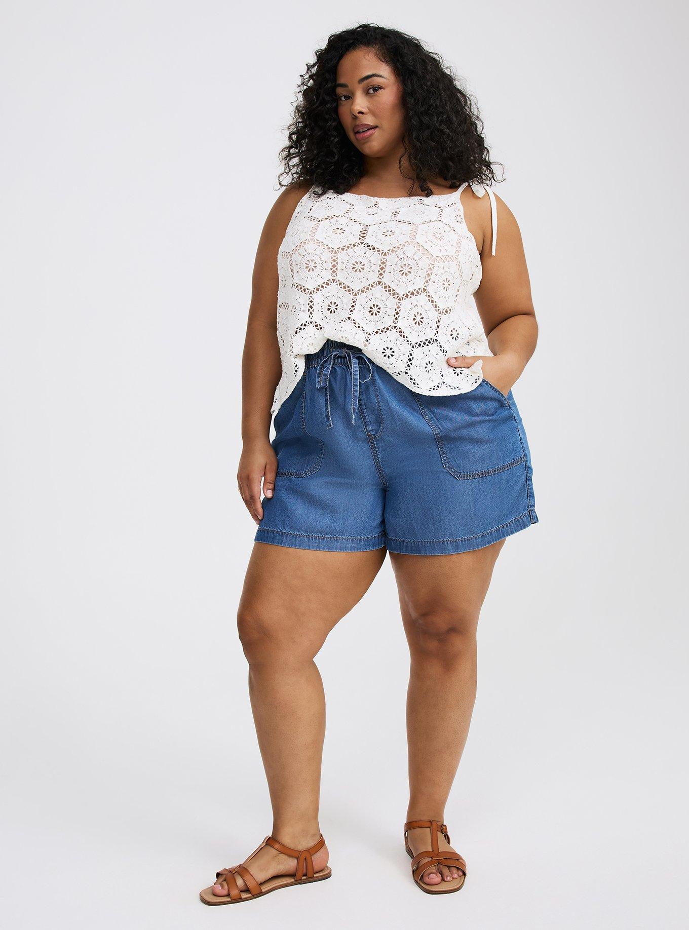 Plus Size - High-Rise Pull-On Lightweight Denim Short - Torrid