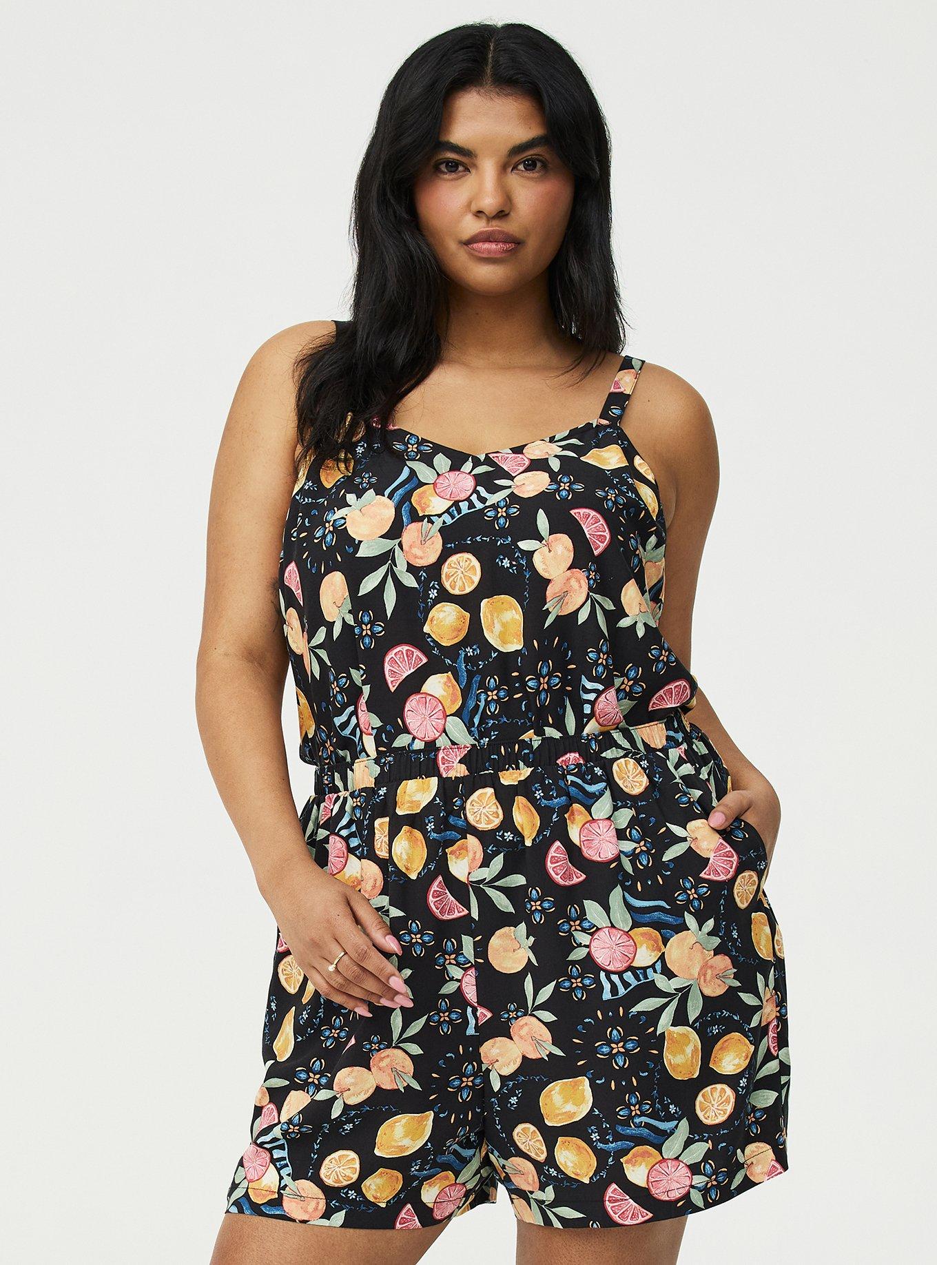 Pull-On Washable Challis Short, FRUITY PICNIC BLACK, alternate