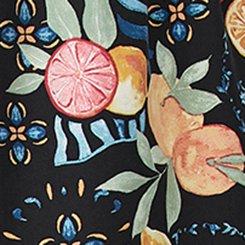 Pull-On Washable Challis Short, FRUITY PICNIC BLACK, swatch