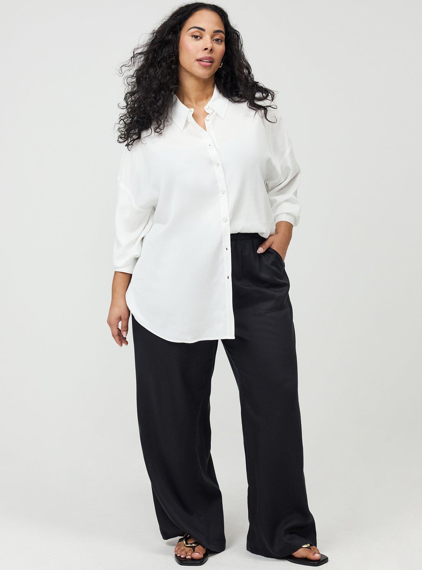 Pull-On Wide Leg Pant, DEEP BLACK, hi-res