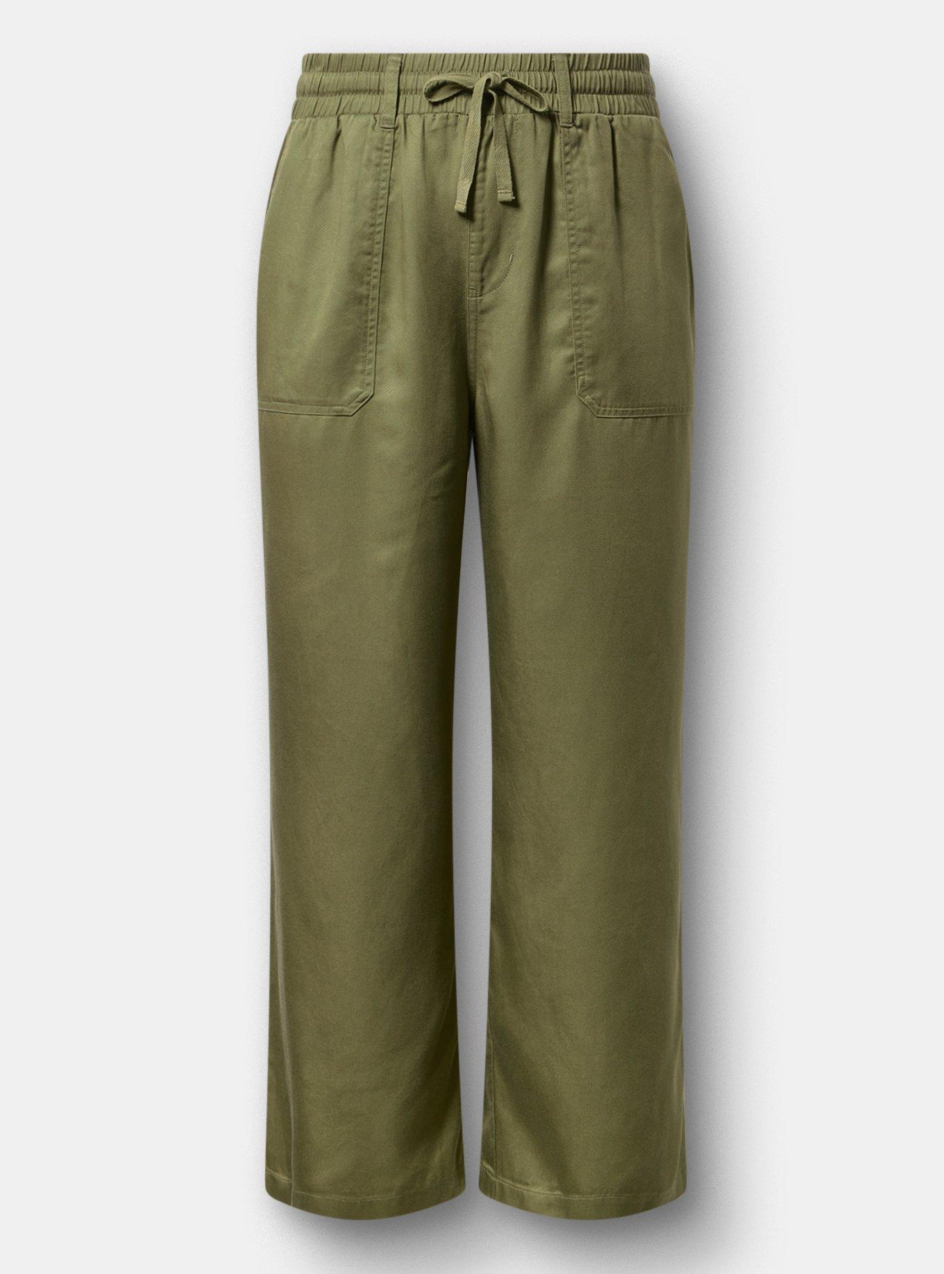 Pull-On Wide Leg Pant, OLIVINE, flat